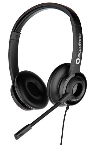 Accutone UB210 Kabelgebundenes Headset mit Mikrofon für die Arbeit, Headset mit Mikrofon für PC, Noise Cancelling Mikrofon für Videobesprechungen, Musik, Gaming
