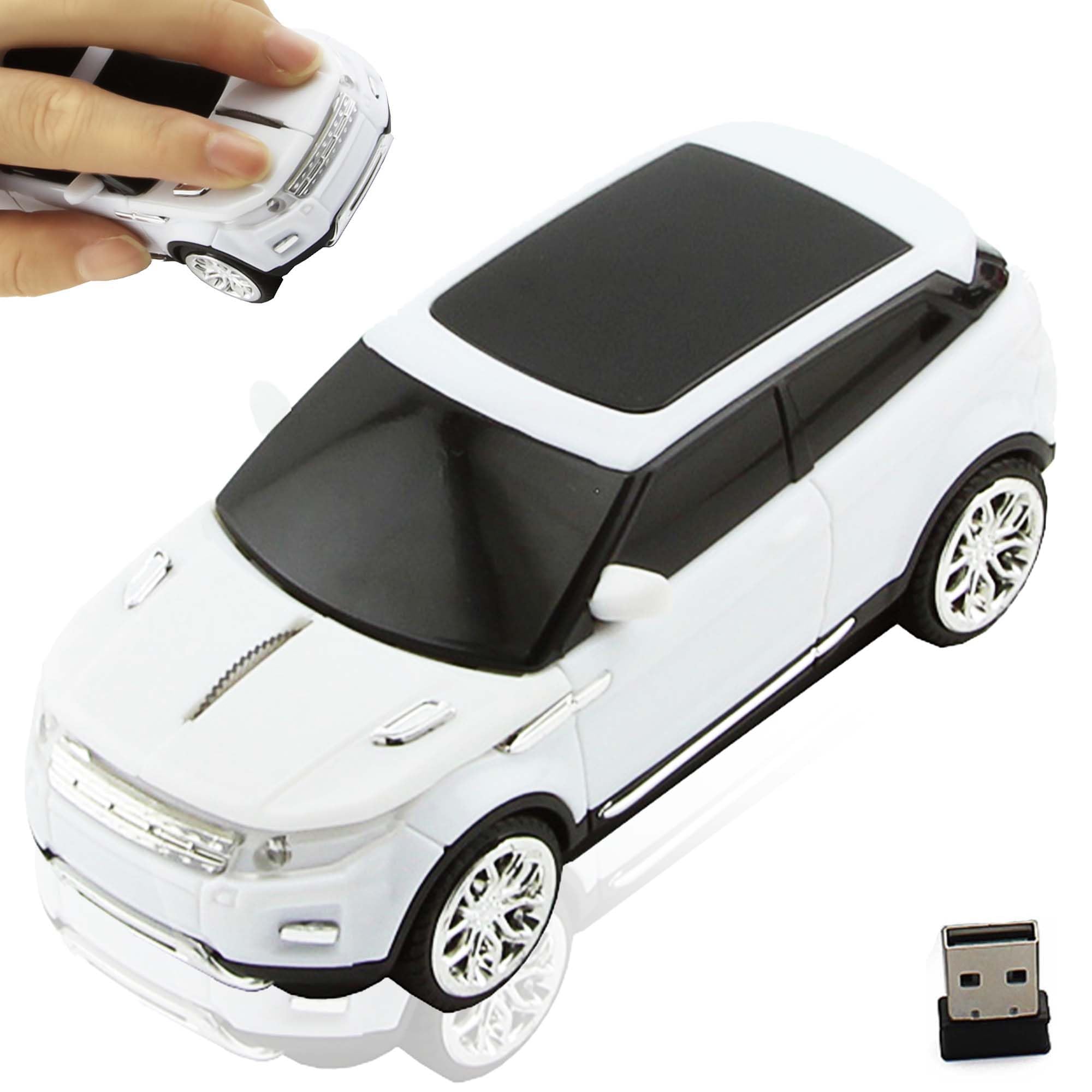 Kabellose Maus Cooler Autoform mit LED-Licht,Leise Tragbar Niedliches Lustiges Optisch Maus mit 2,4G USB Empfänger, für Computer Laptops MacBook PC, Kinder Jungen Mädchen Erwachsene Geschenk(Weiß)