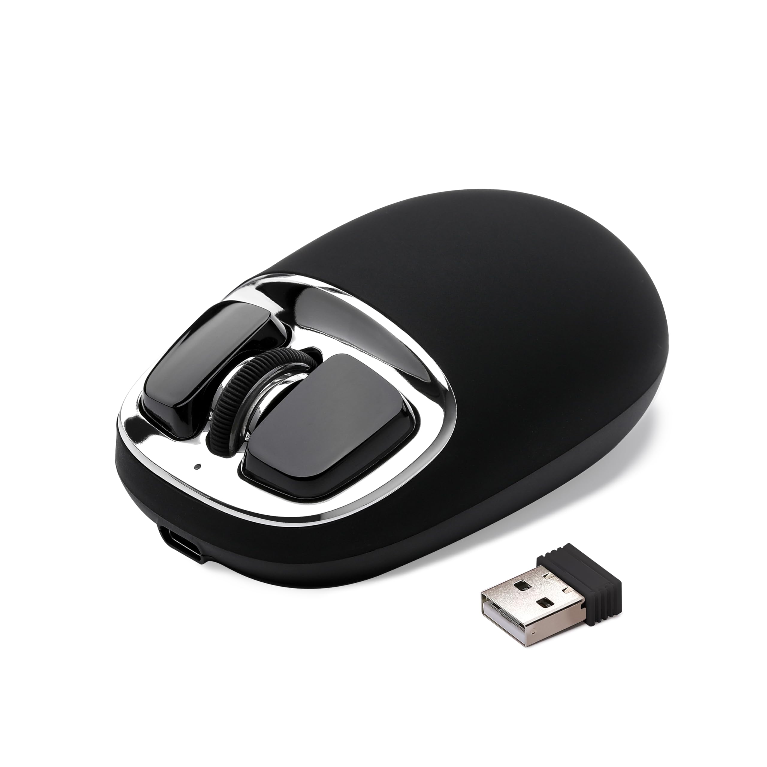 YUNZII C1 Silikon-Funkmaus,Tri-Mode 2,4 GHz/USB-C/Bluetooth Maus, 4800 DPI Optisches Abtastung, 6 Verstellstufen, anpassbare Maus für Laptop/PC/Mac/iPad (Schwarz Silber)