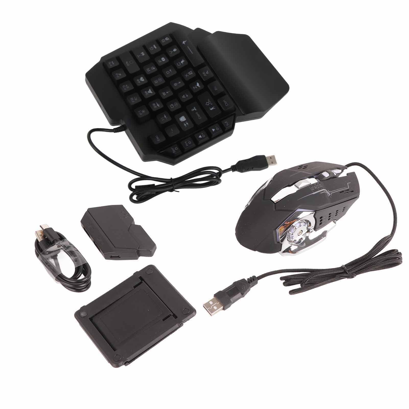 Tragbare -Gaming-Tastatur, 35-Tasten-Tastatur- und Maus-Kombination mit RGB-LED-Hintergrundbeleuchtung, 5.0-Konverter für Mobile PC Laptop PUBG-Spiele