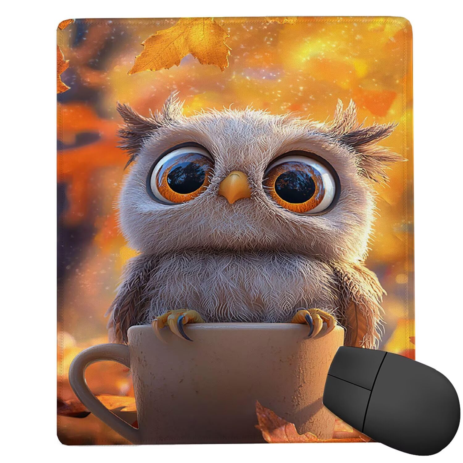 Mauspad Teetasse Eule, kleines Mousepad 26 x 21 cm, mit Rutschfester Gummiunterseite, wasserdichtes Mauspad, Gaming Mousepad für Damen, Herren, kabellose Maus Laptops, Zuhause, Büro, Reisen g-82