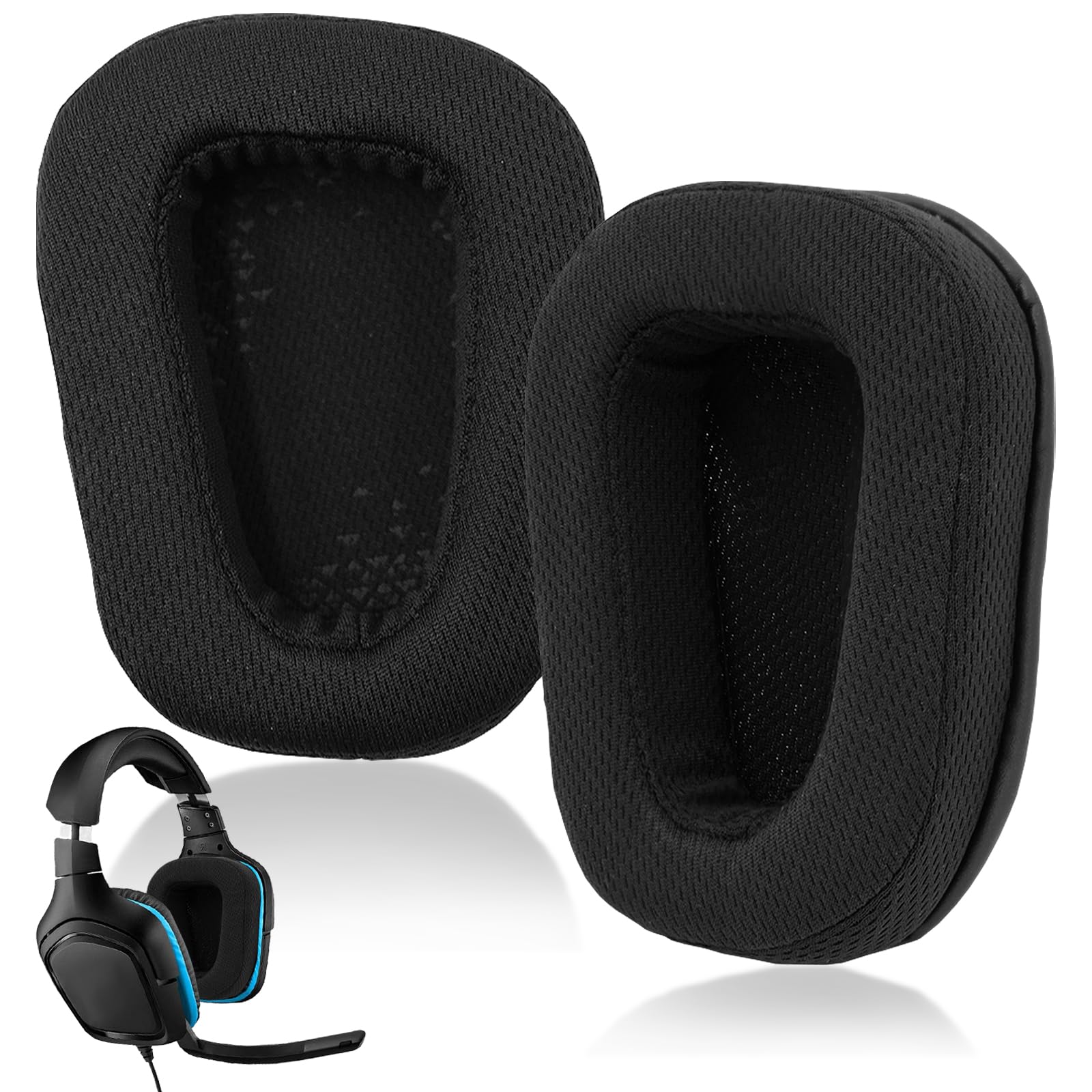 Ersatz Ohrpolster für Logitech Gaming Headsets - auch passend für G933, G935, G930, G635, G633, G633S, G430, G431, G432, G433 - Memory-Schaum & Weichem Mesh-Gewebe