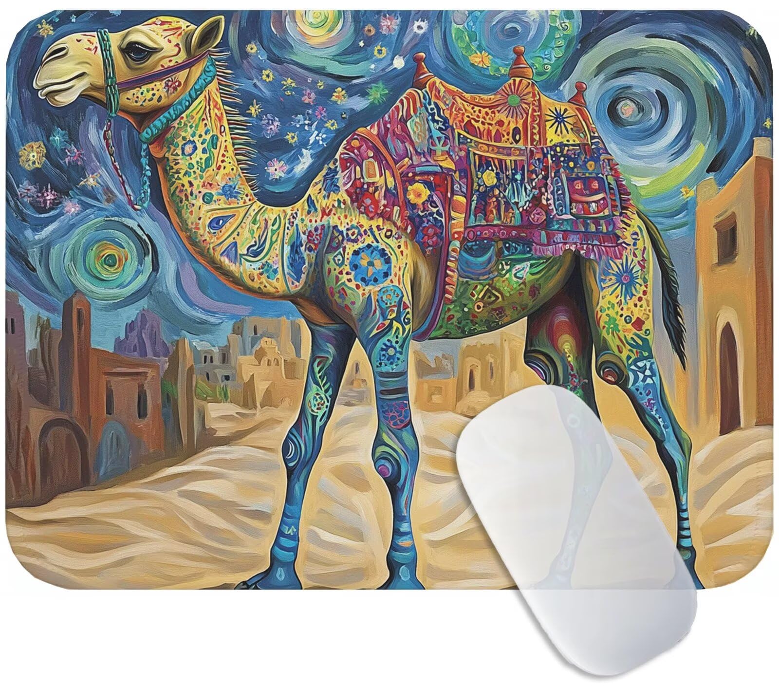 Mauspad Gaming Abstrakt 260x210x3mm, Kamel Mousepad Klein mit Unterlage aus Mikrofaser & Gummi, Hohe Präzision & Stoßdämpfend Tastatur Unterlage, Maus Pad PC für Homeoffice Gamer Geschenk M3-37