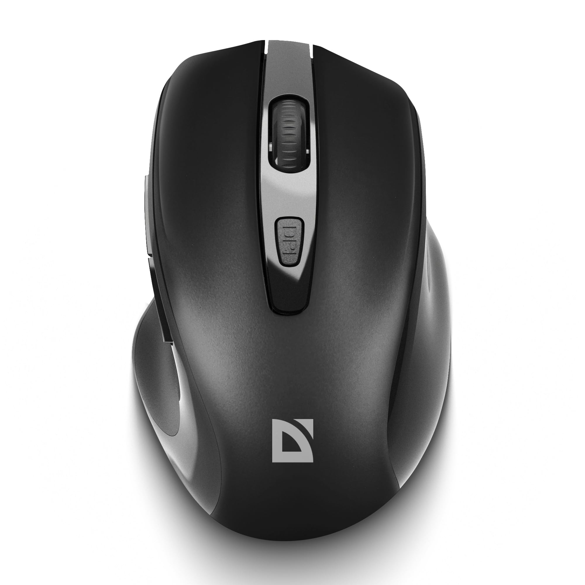 Defender Prime MB-053 – Kabellose Ergonomische Maus, Silent Click, 6 Tasten, 1600 DPI, PixArt Sensor, Büro Maus für PC Laptop (Schwarz)