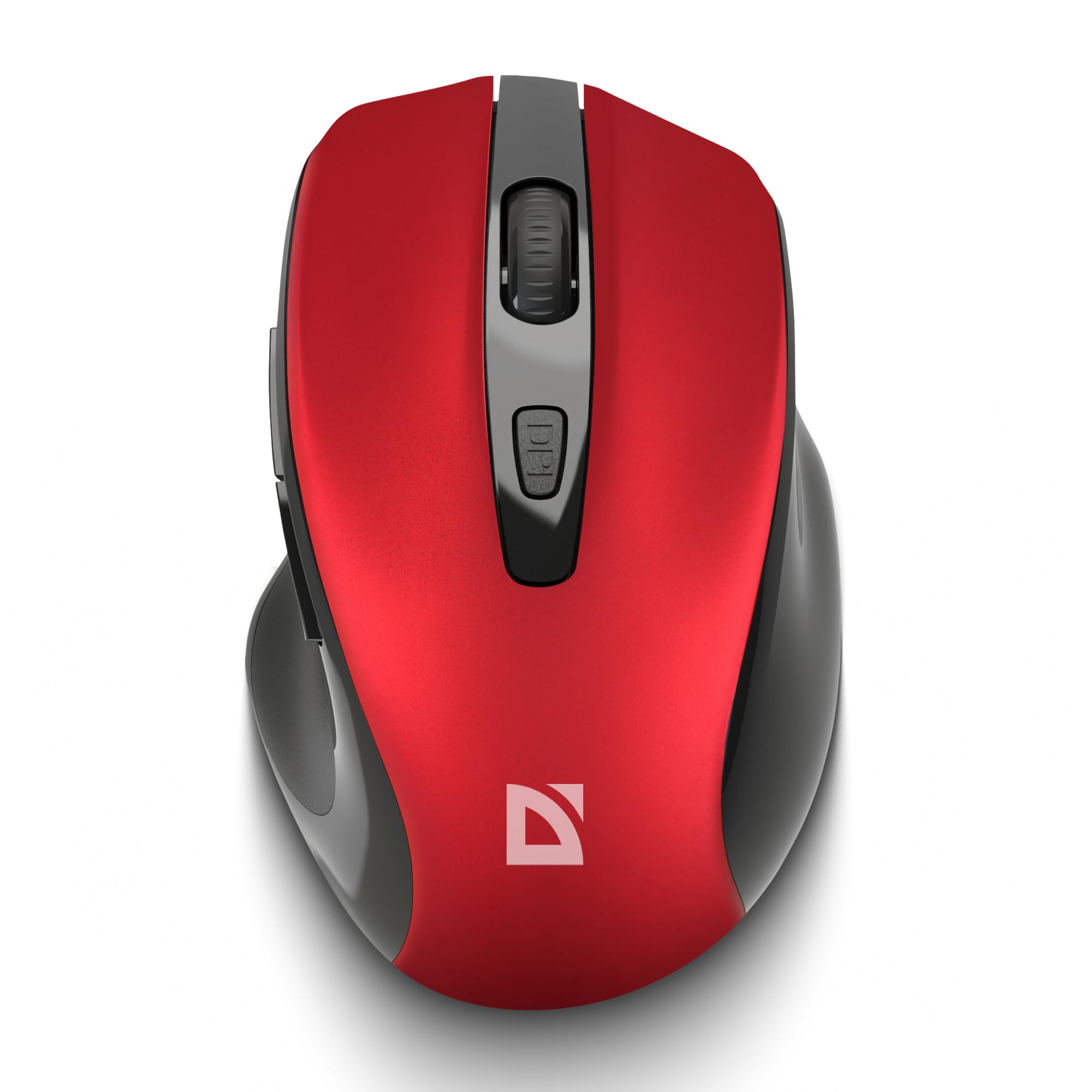 Defender Prime MB-053 – Kabellose Ergonomische Maus, Silent Click, 6 Tasten, 1600 DPI, PixArt Sensor, Büro Maus für PC Laptop (Rot)