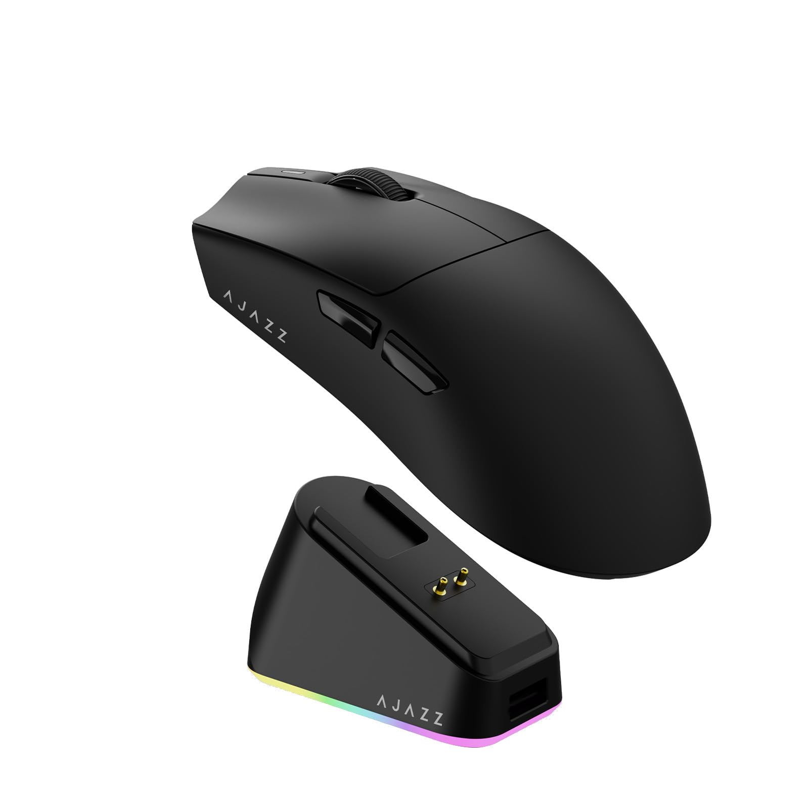 AJAZZ AJ139P V3 Mc Wireless Gaming Mouse, PAW3311 Sensor, 24K DPI, 2.4G/USB-C/BT, 800mAh Battery, Ultra-Light 69g, RGB Magnetic Charging Base, 80 Million Clicks Life, Compatible with PC and Mac, Black