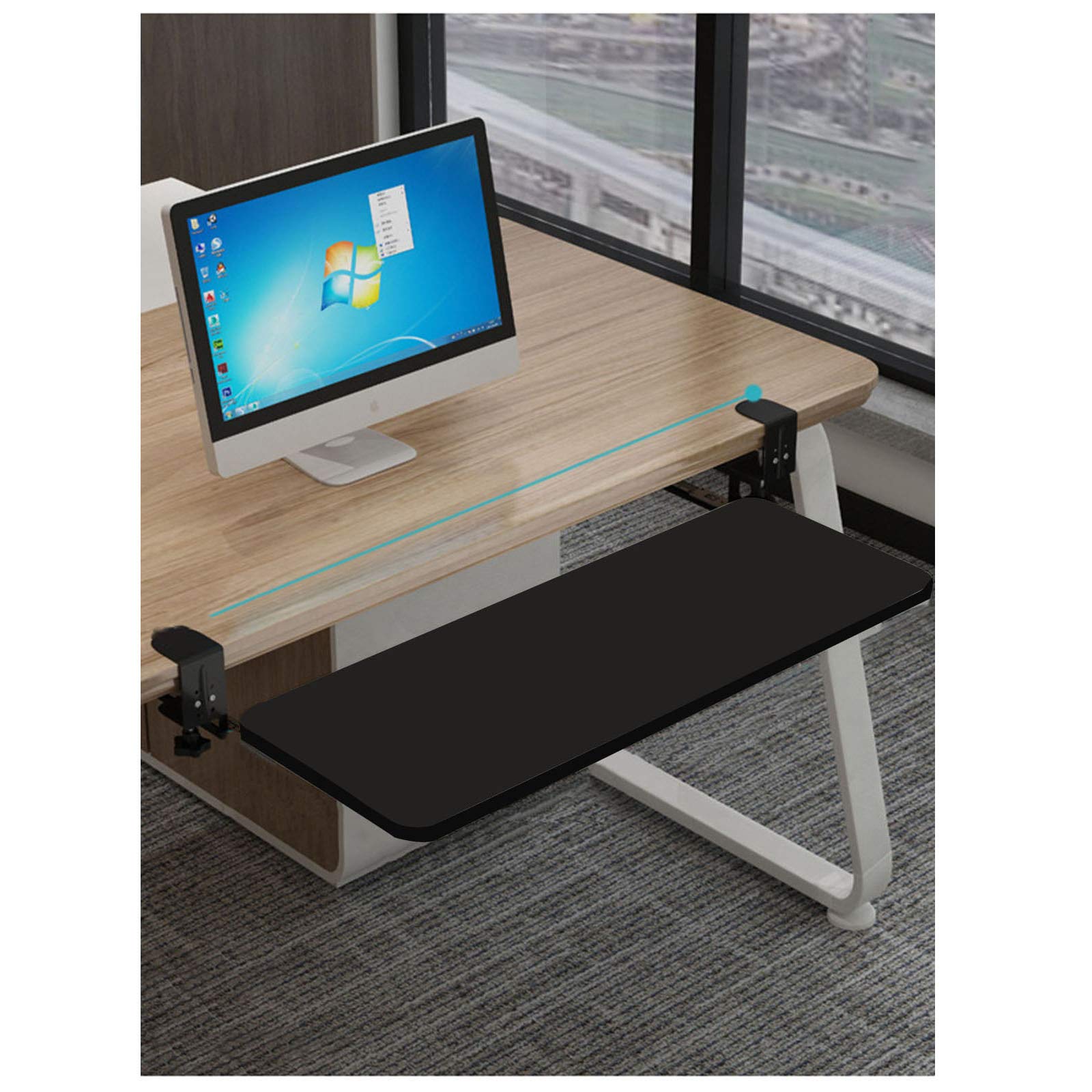 Schubladenablage für Tastatur und Maus, verstellbare Klemme, Untertisch-Tastaturablage, platzsparend, Schwarz/Weiß, perfekt für Heimbüro und Gaming-Setup