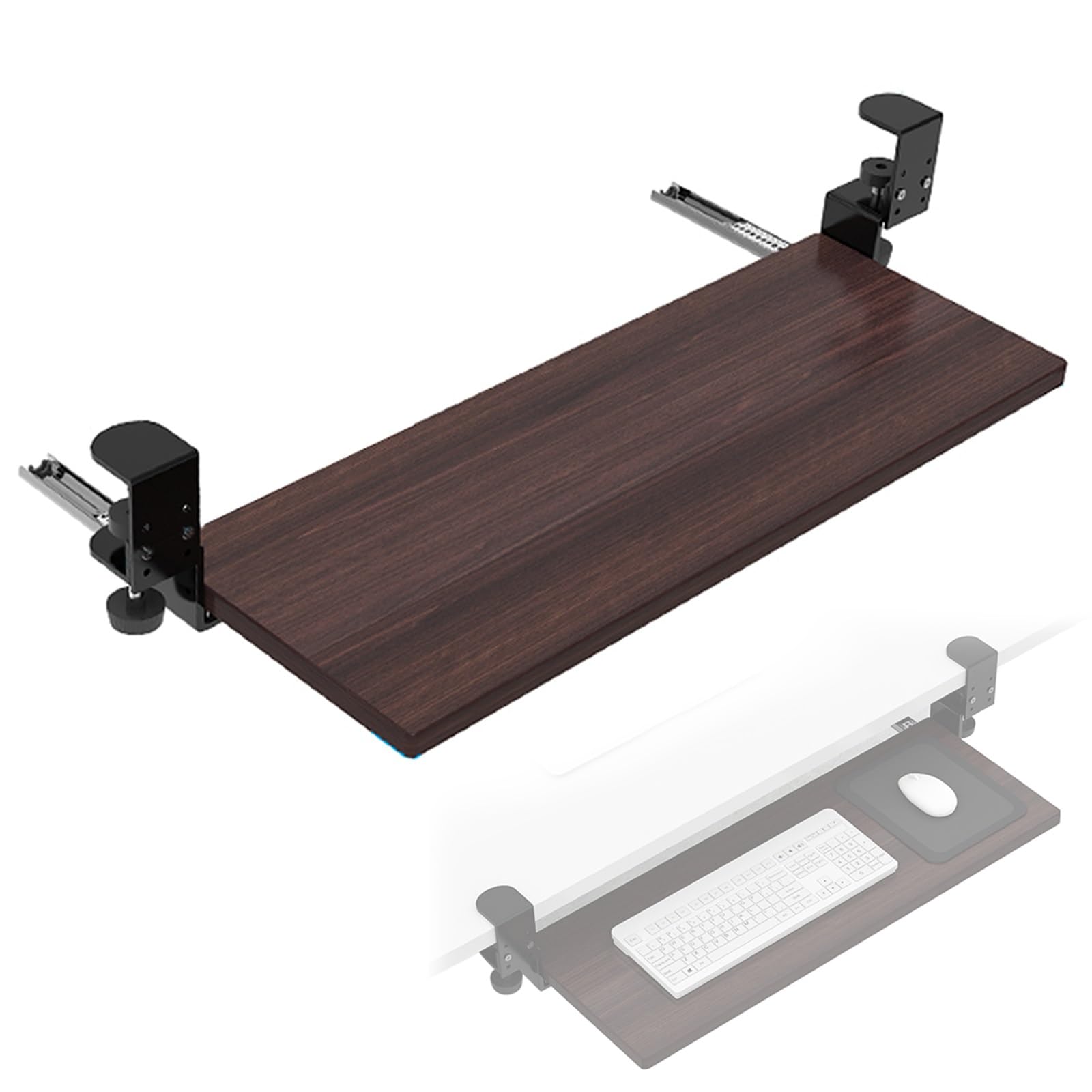 Tastaturablage, ohne Bohren, Klemme, Untertischstütze, leichtes und stabiles Design, hält Tastatur und Maus, perfekt für Heimbüro und Gaming-Setup