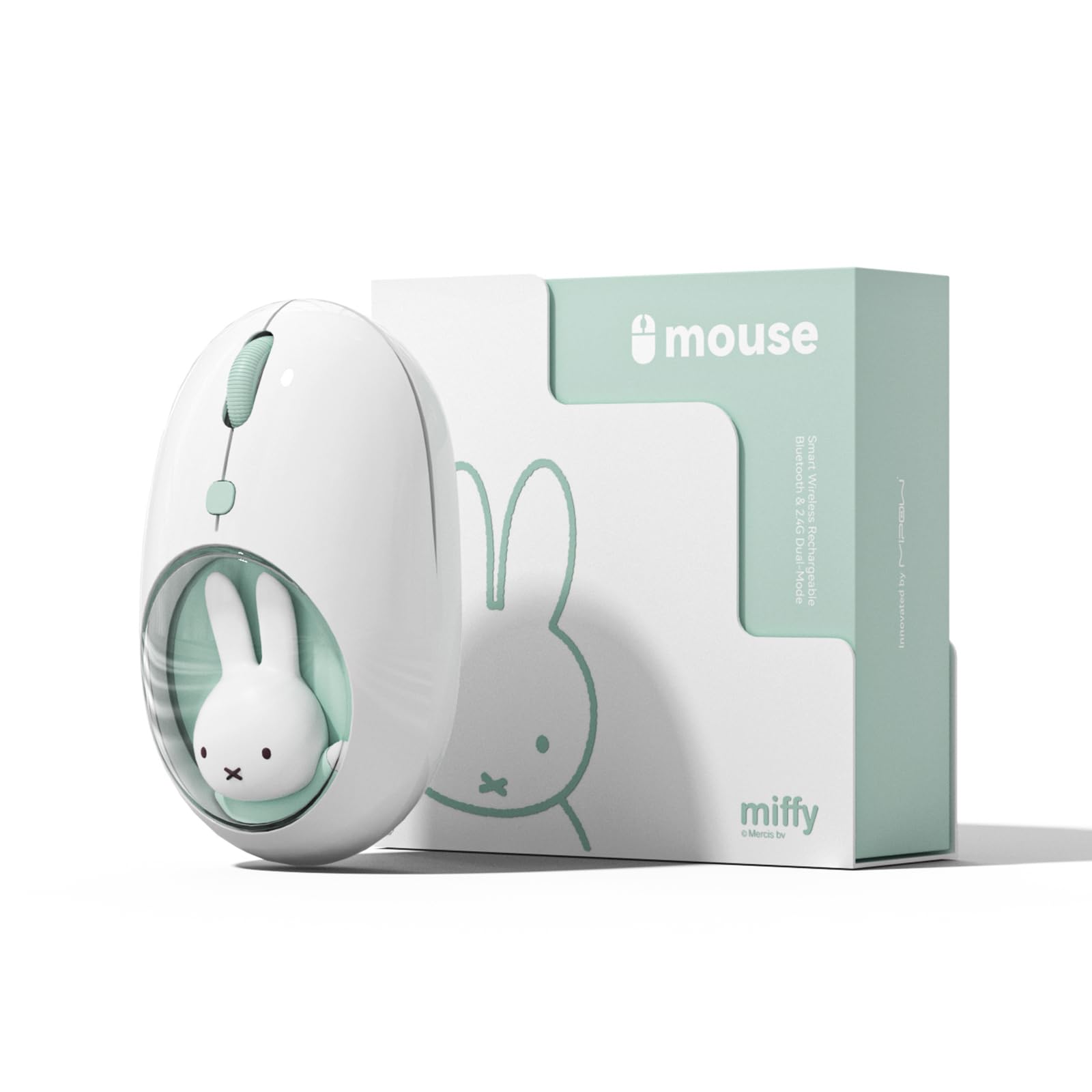 MiPow x Miffy Bluetooth Wireless Maus, kleine tragbare Maus, geeignet für Laptops, Tablets usw., Tracking reibungslos, kompatibel mit PC und Mac, Windows und macOS,Blue, Ostern Geschenke