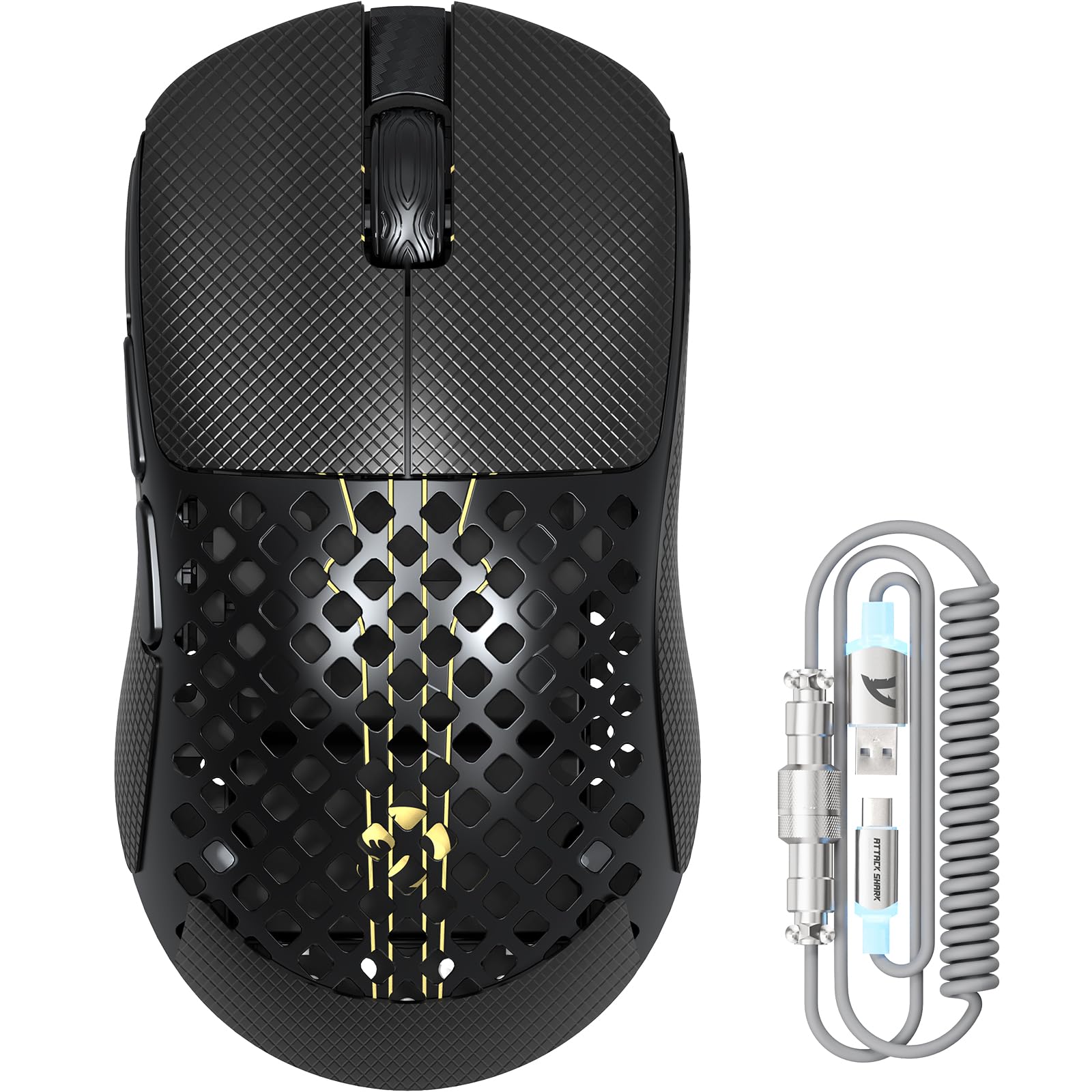 MAMBASNAKE M2 Ultra-Lightweight Wireless Gaming Mouse, PAW3395PRO Sensor 40000 DPI, 41g Carbon Fiber, Mouse Coiled Cable, Tri-Mode 2.4G/Bluetooth/Wired, 100M Clicks, Cloud Driver, Ergonomic Design