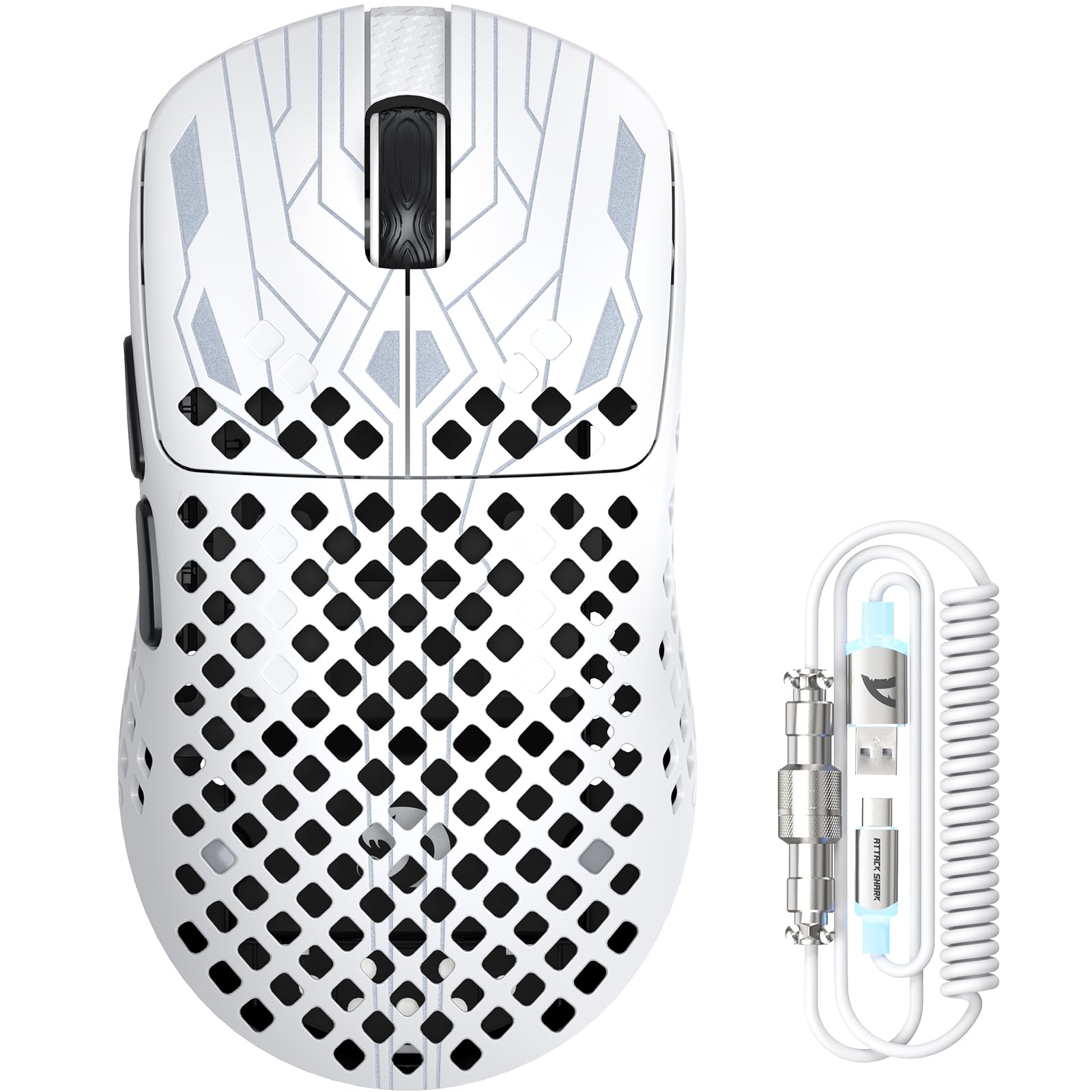 MAMBASNAKE M2 Ultra-Lightweight Wireless Gaming Mouse, PAW3395PRO Sensor 40000 DPI, 41g Carbon Fiber, Mouse Coiled Cable, Tri-Mode 2.4G/Bluetooth/Wired, 100M Clicks, Cloud Driver, Ergonomic Design