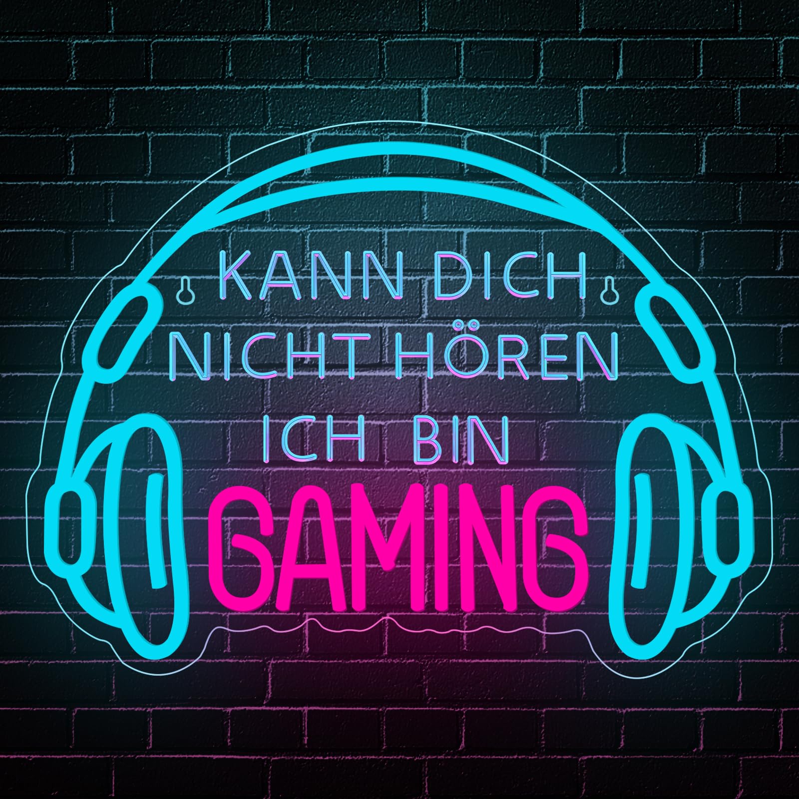Kann Dich Nicht Hören Ich Bin Gaming Neon Schild,Helles Dimmbares Gaming LED Schild Headset Gamerlicht,Game Neon Schild für Gaming Deko Zimmer,Spielzone Schild,Jungen Schlafzimmer Gaming Zubehör Deko