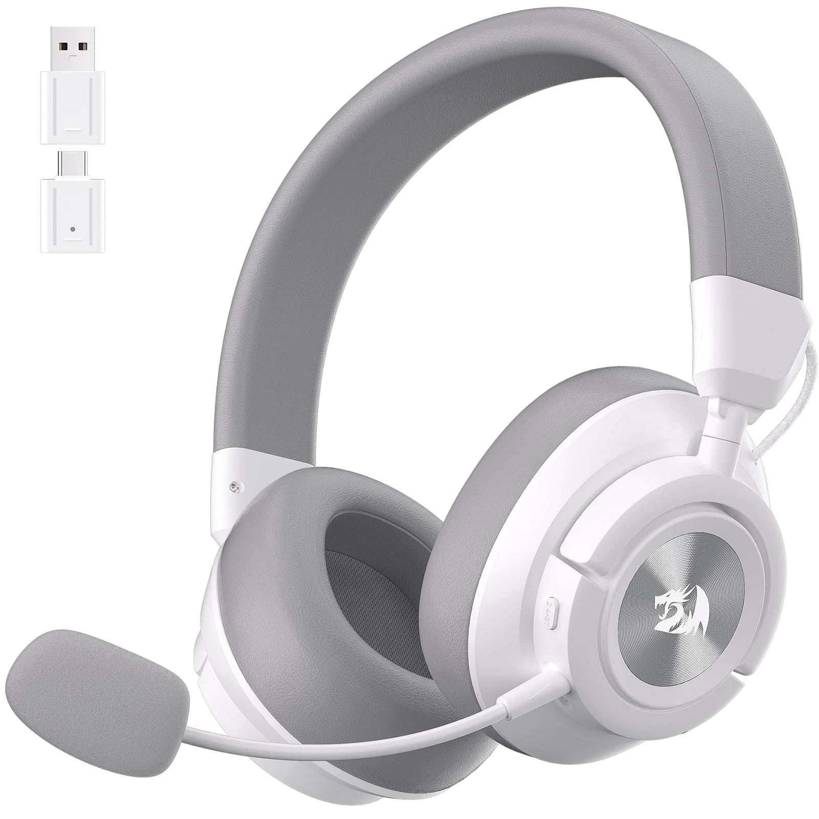 Redragon H889 Kabelloses Gaming-Headset 4-in-1 (2,4 GHz/BT/USB/3,5 mm), 51 h Akkulaufzeit, Laden während des Spielens, 7.1 Surround Sound, 53 mm Treiber, abnehmbares Mikrofon, für Multi-Plattform