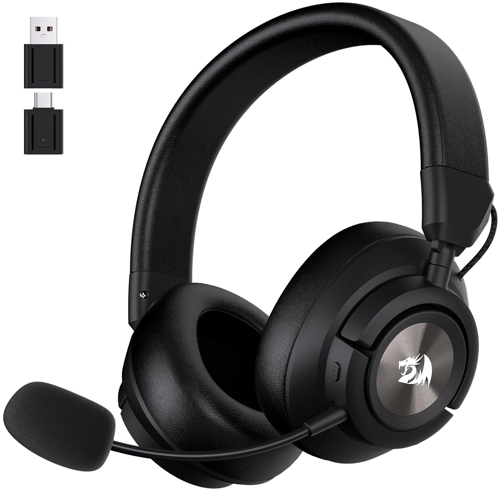 Redragon H889 Kabelloses Gaming-Headset 4-in-1 (2,4 GHz/BT/USB/3,5 mm), 51 h Akkulaufzeit, Laden während des Spielens, 7.1 Surround Sound, 53 mm Treiber, abnehmbares Mikrofon, für Multi-Plattform