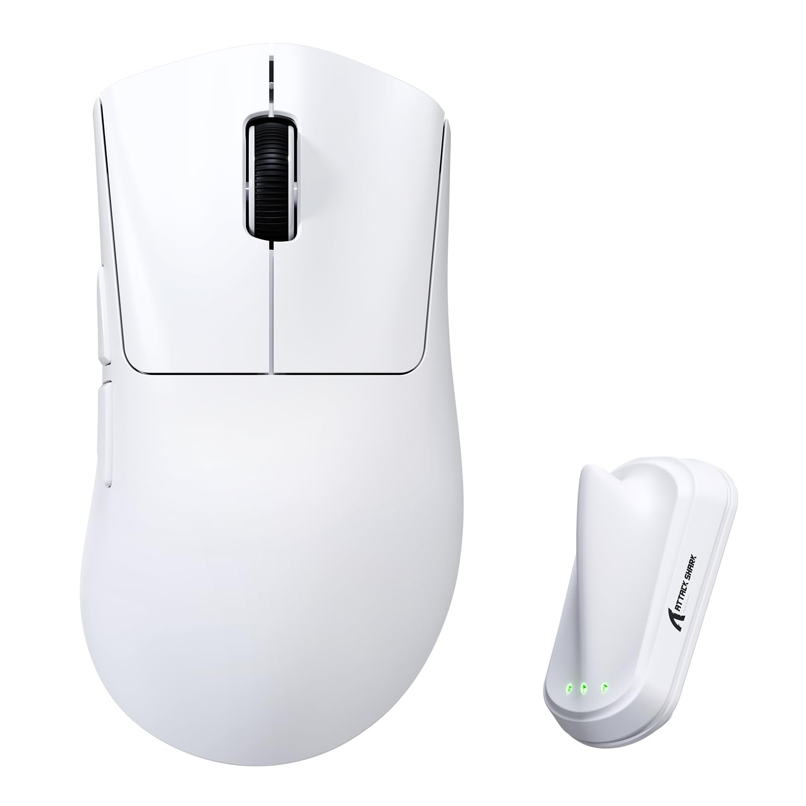 ATTACK SHARK V8 8000Hz Kabellose Gaming-Maus, Nordic 54L15 Chip, PAW3950MAX Sensor, 42000 DPI, 20000 FPS, 59g Ultraleicht, Ergonomisch, BT / 2,4GHz / Kabel, Ice-Coating, PC/Win, Weiß