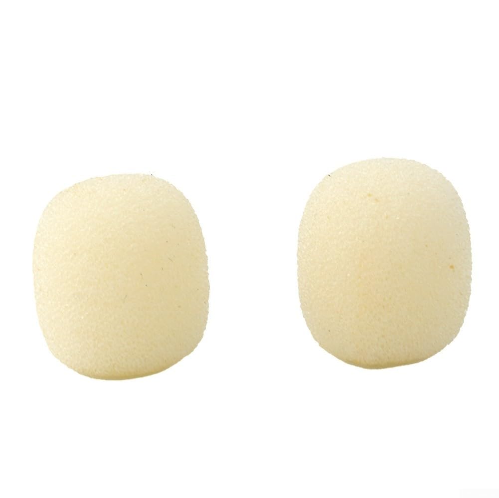 Headworn Microphone Foam Windscreen Cover 10 Pack, Beige Noise Reduction Foam for Gaming Headset Mic, Replacement Covers Compatible with Most Headworn Mics