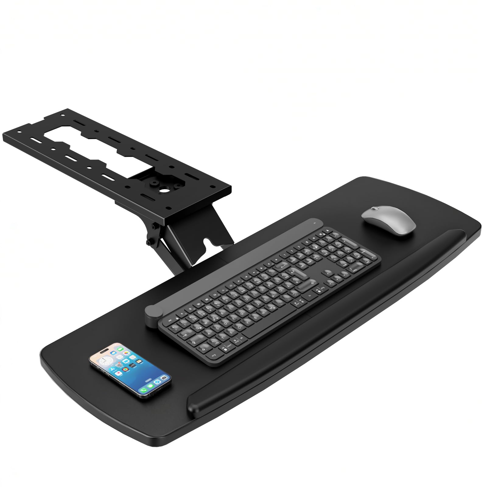 Keyboard-Ablage unter Tisch mit Schublade, höhenverstellbar, ausziehbar, 360° schwenk- und neigbar, ergonomische Unter-Tisch-Montage für Tastatur & Maus, geeignet für Gaming & Home Office, 28'' x 11''