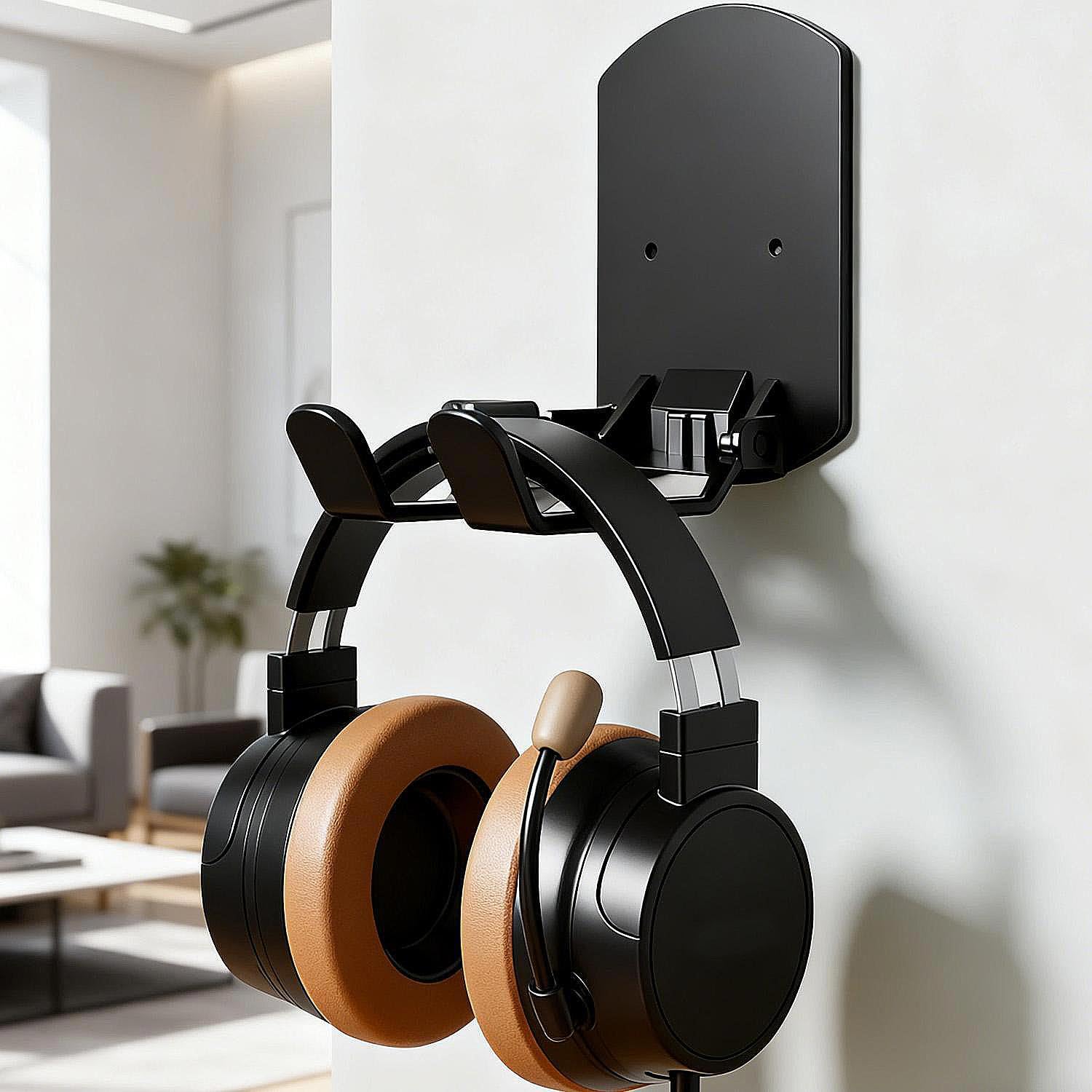 No-Tools Gaming-Headset-Aufhänger – stark haftende Halterung für Kopfhörer, Game-Controller, VR-Headset – einfach anzubringender Kabel-Organizer, platzsparender Schreibtisch und Wandaufbewahrung