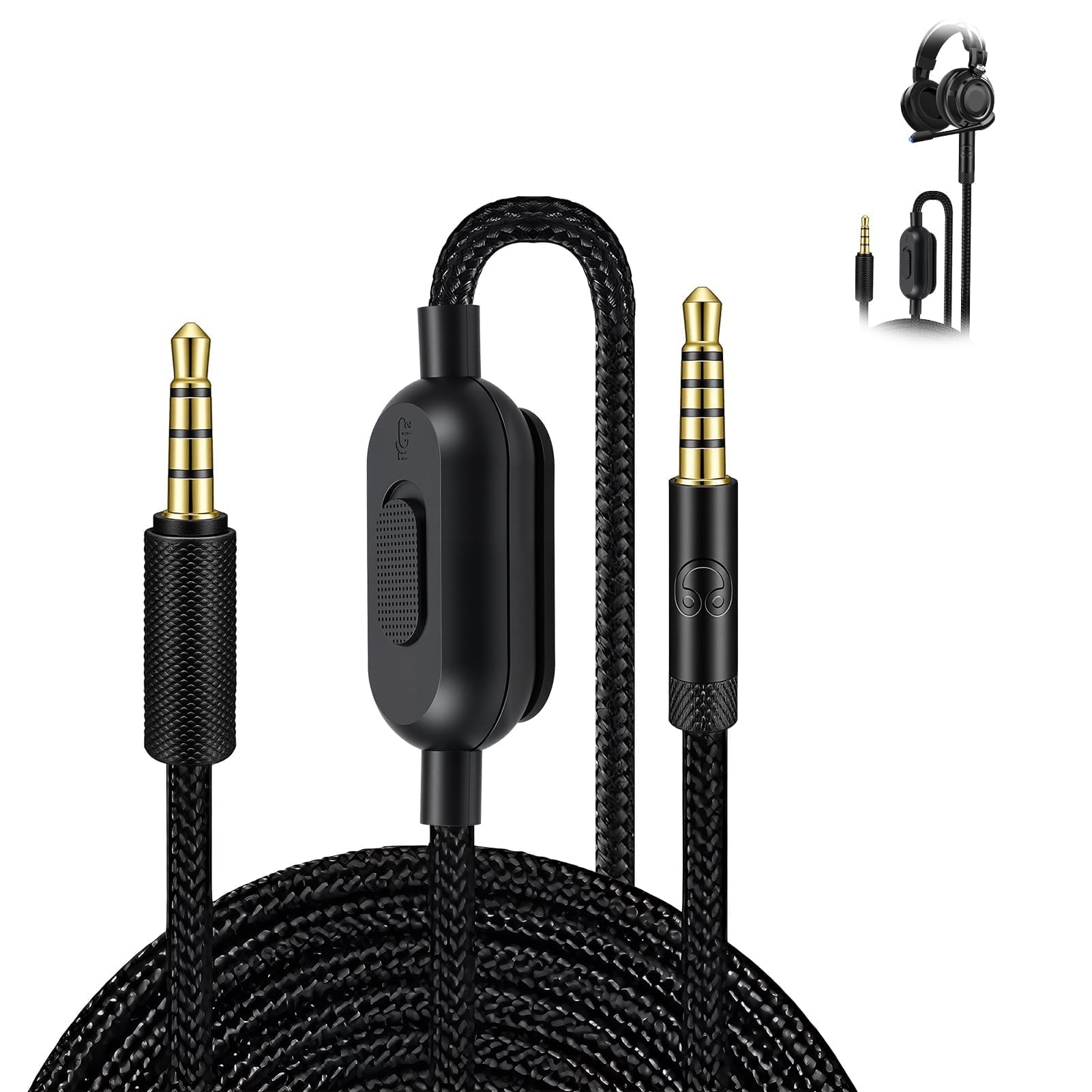 Headset Kabel Ersatz kompatibel mit klinkenkabel Logitech G Pro X G Pro G433 G233, 3,5 mm Kopfhörer Audiokabel Gaming Headset mit Lautstärke Mikrofonsteuerung, geflochtenes Kabel 2 m