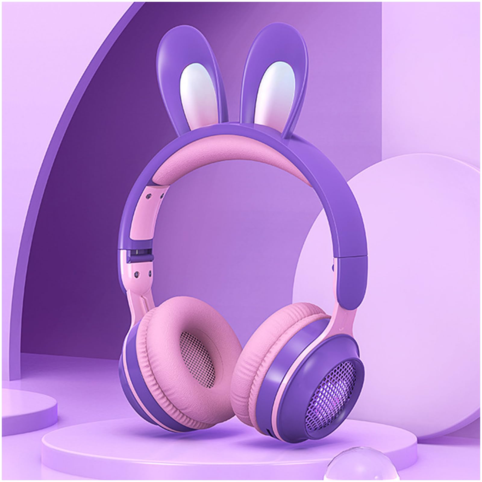OHAANYY Bluetooth Kopfhörer Kinder, Kabellose Katzenohren Kopfhörer mit LED Licht – Over Ear Kinderkopfhörer für Mädchen mit Mikrofon, 85dB Lautstärkebegrenzung für iPad/Tablet/Schule