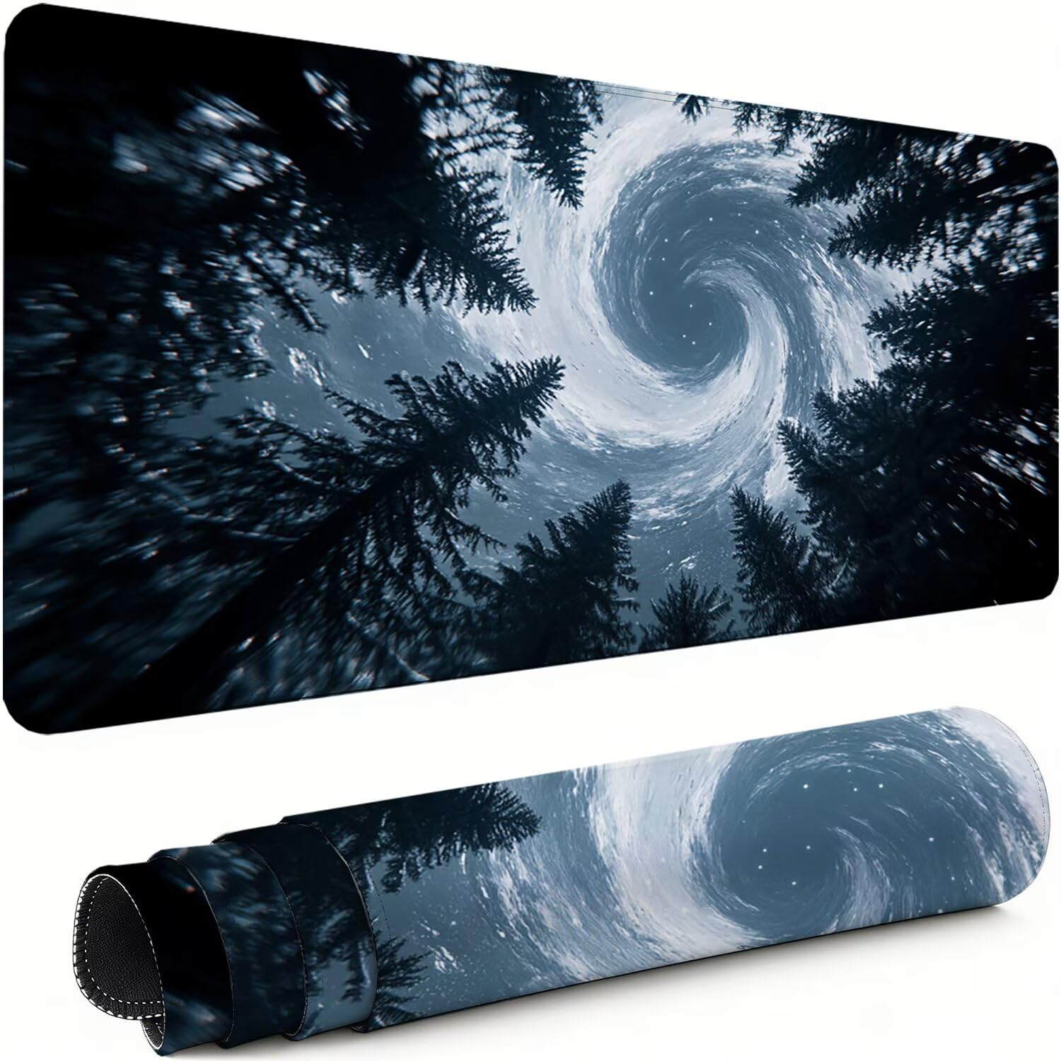 Gaming Mauspad XXL 1600x800x3mm Schwarz Mousepad, Große Speed rutschfeste Schreibtischunterlage Strudel Verbessert Präzision und Geschwindigkeit mit Stoßdämpfung für Tastatur Maus Homeoffice xg-257