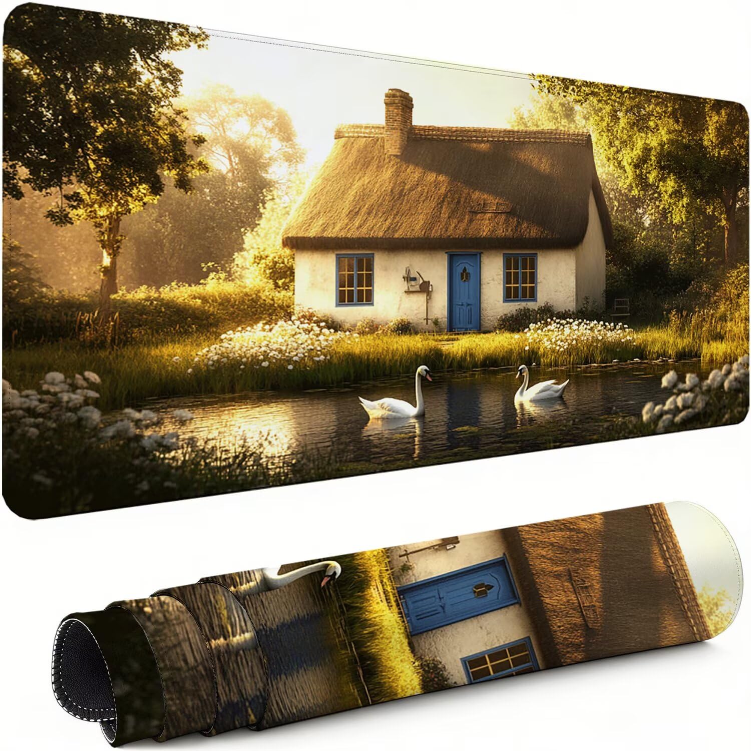 Gaming Mauspad XXL 1600x800x3mm Ländlich Mousepad, Große Speed rutschfeste Schreibtischunterlage Kabine Verbessert Präzision und Geschwindigkeit mit Stoßdämpfung für Tastatur Maus Homeoffice xg-281