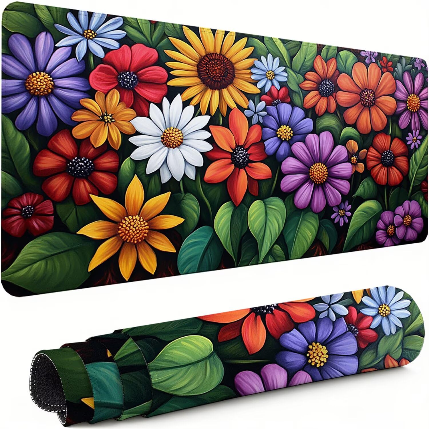 Gaming Mauspad XXL 1600x800x3mm Blumen Mousepad, Große Speed rutschfeste Schreibtischunterlage Anlage Verbessert Präzision und Geschwindigkeit mit Stoßdämpfung für Tastatur und Maus Homeoffice xg-287