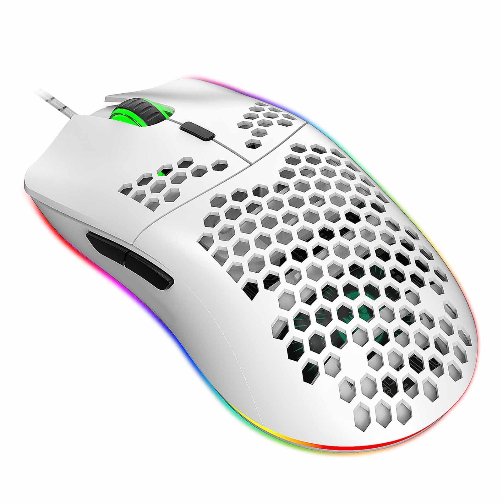 Jectse RGB-Gaming-Tastatur und Maus-Kombination mit Hintergrundbeleuchtung, USB-Kabel, eine Maximale Geschwindigkeit von 6400 für Swift, für Laptop-PC-Computerspiele und Arbeit (Weißes Set)