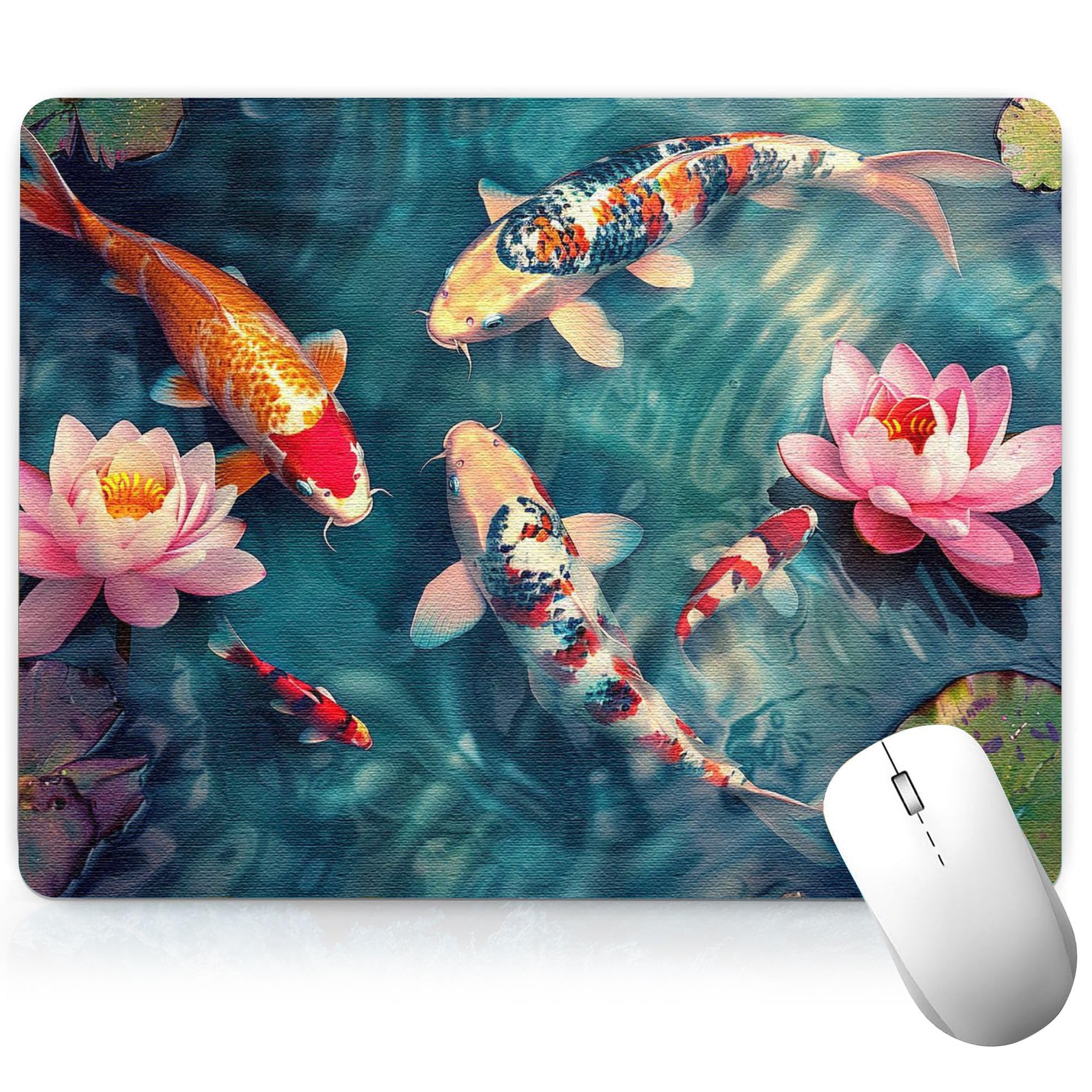 Schreibtischunterlage mit Fischmotiv, buntes Kunst-Mauspad, Computer-Tastatur, Gaming-Mauspad, wasserdichter Schreibtischschutz und Abdeckung, dekoratives PU-Leder, Laptop-Mauspad, Bürodekoration, 20