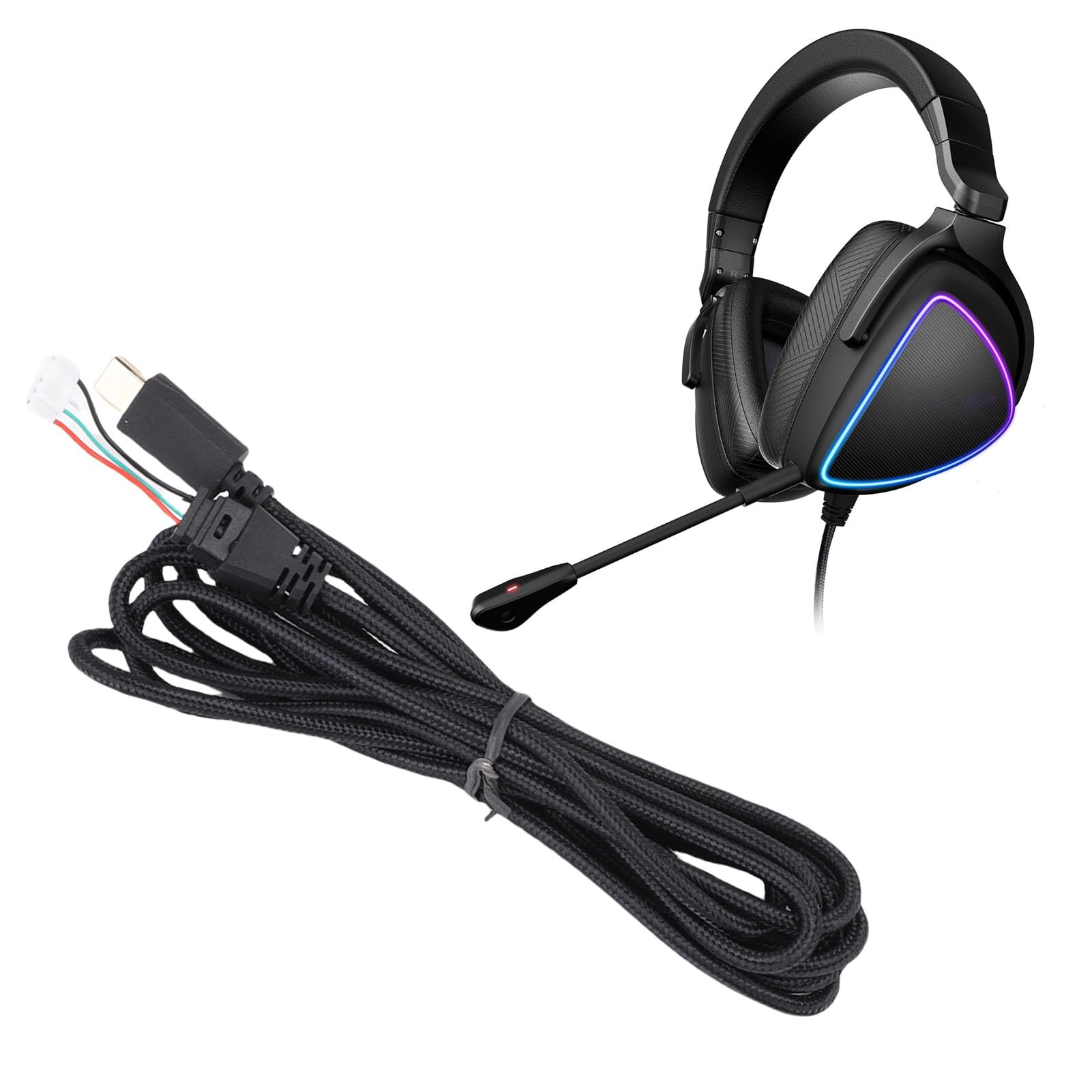 Passend für Headset-Kabel, Premium-OFC-Ersatzkabel mit Typ-C-Anschluss für Gaming-Headsets, 2,5 m langes geflochtenes Nylon-Audio- und Datenkabel mit Kupferkern (schwarz)