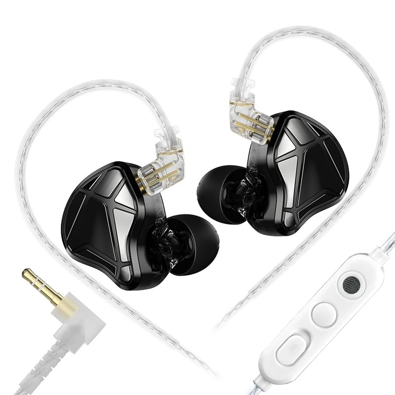 KZA COUSTICS KZ AXAS In Ear Gaming Kopfhörer, IEM für Ego-Shooter-Spiele, HiFi Ohrhörer mit Mikrofon für Spiele und Musik, 2-poliges abnehmbares versilbertes IEM Kabel