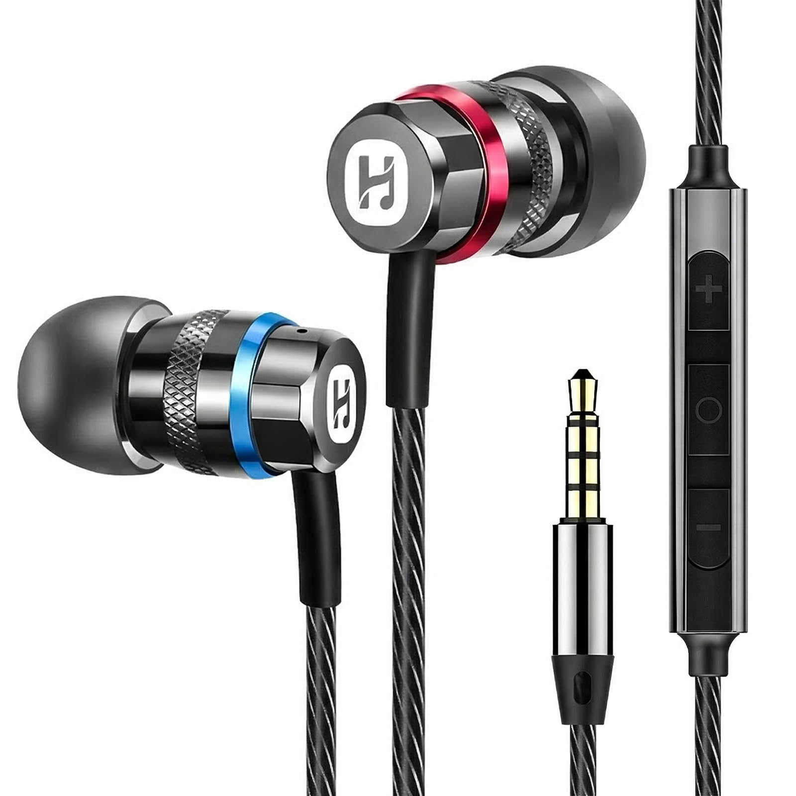 HIFI WALKER HiFi In-Ear Kopfhörer mit Mikrofon, 3,5 mm Kabelkopfhörer mit In-Line-Steuerung, 9,2 mm Dynamiktreiber, Aluminium-Gehäuse für Smartphone, Laptop, PC und Tablet