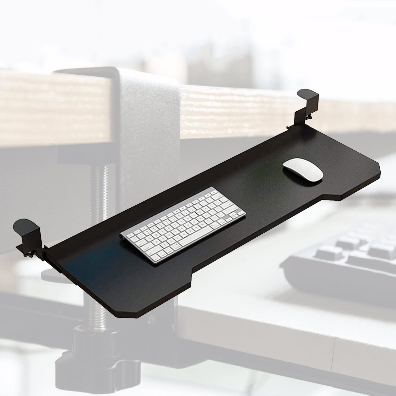 Verstellbare Tastaturablage mit verschiebbarem Trockner und Maus-Plattform, Untertischstütze für Home Office & Gaming Setup, platzsparende Workstation-Lösung