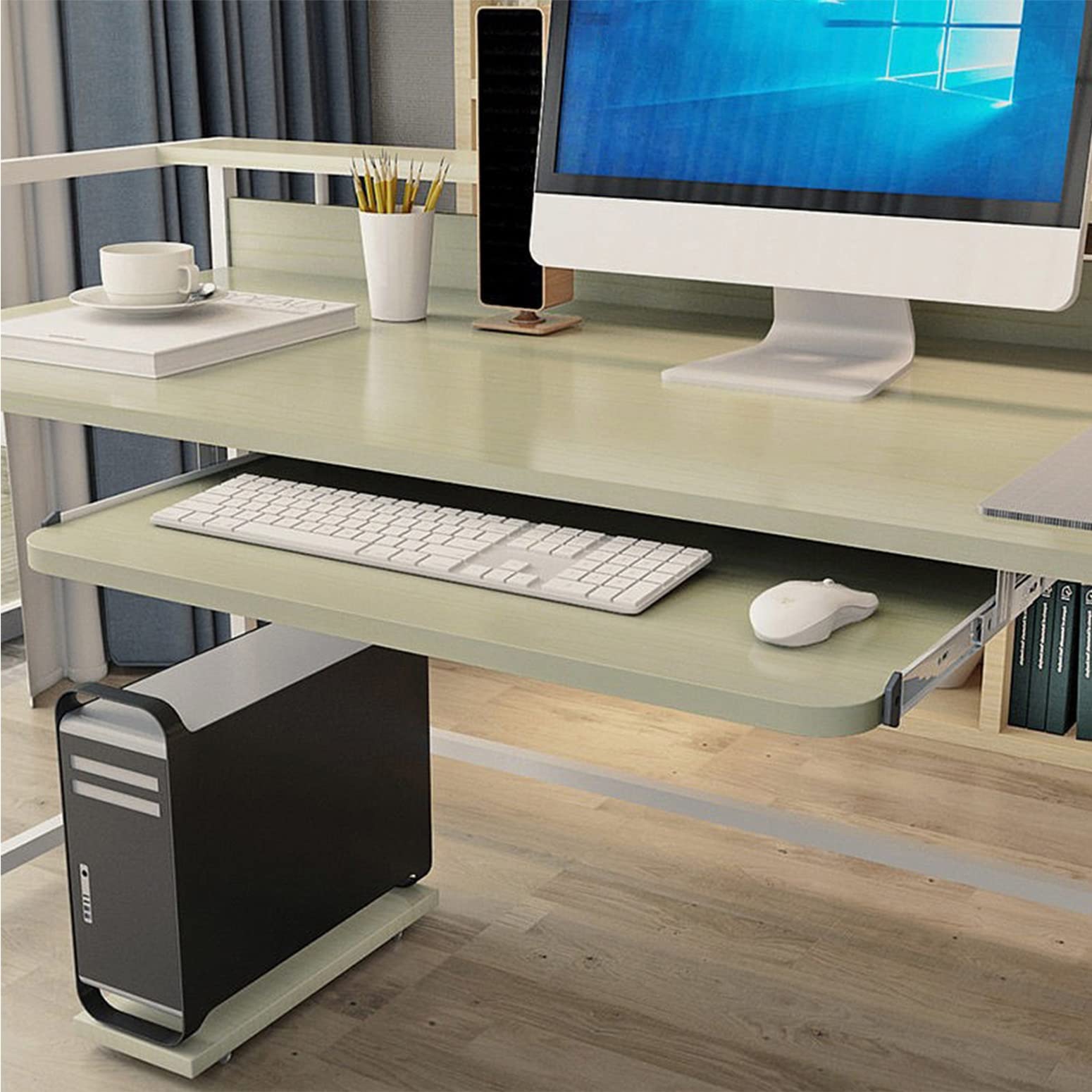 Tastaturablage unter dem Schreibtisch, verstellbarer Trockner 54/60/70 x 27 cm, einziehbares Design für Maus & Tastatur, ideal für Zuhause, Büro & Gaming