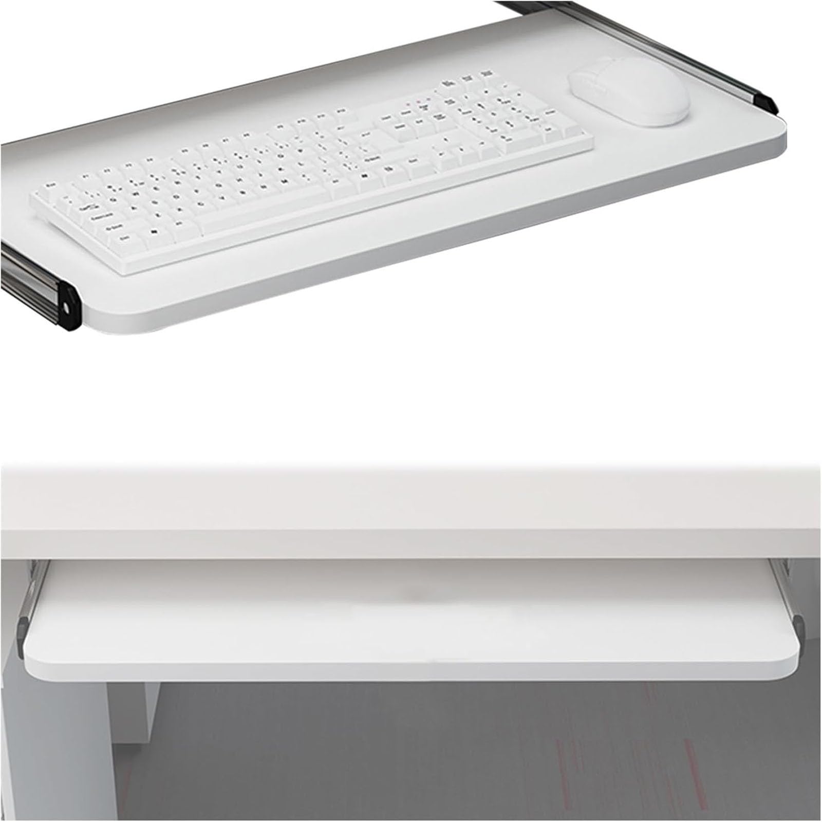 Tastaturablage für den Schreibtisch, verschiebbarer Computertrockner für Zuhause und Büro, Gaming-Maus-Plattform, platzsparendes Design, Weiß (65 x 24 cm)