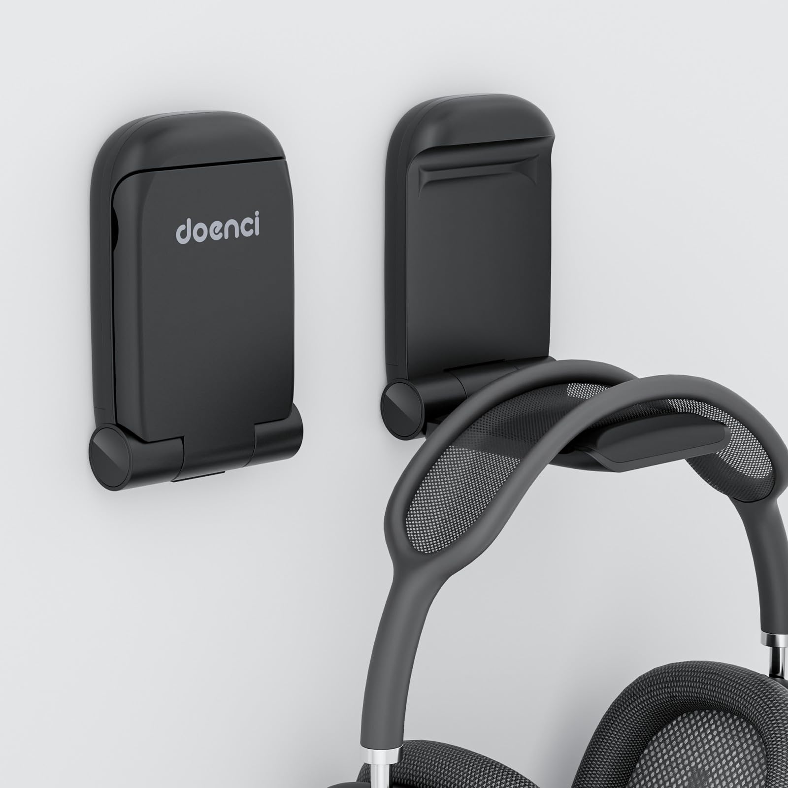 Headset Ständer - Klappbarer & Kleiner Headset Halterung mit Selbstklebendem Kopfhörer Ständer für Schreibtisch/Wand, Praktisches Kopfhörer Halterung für AirPods Max, Gaming Zubehör, Schwarz