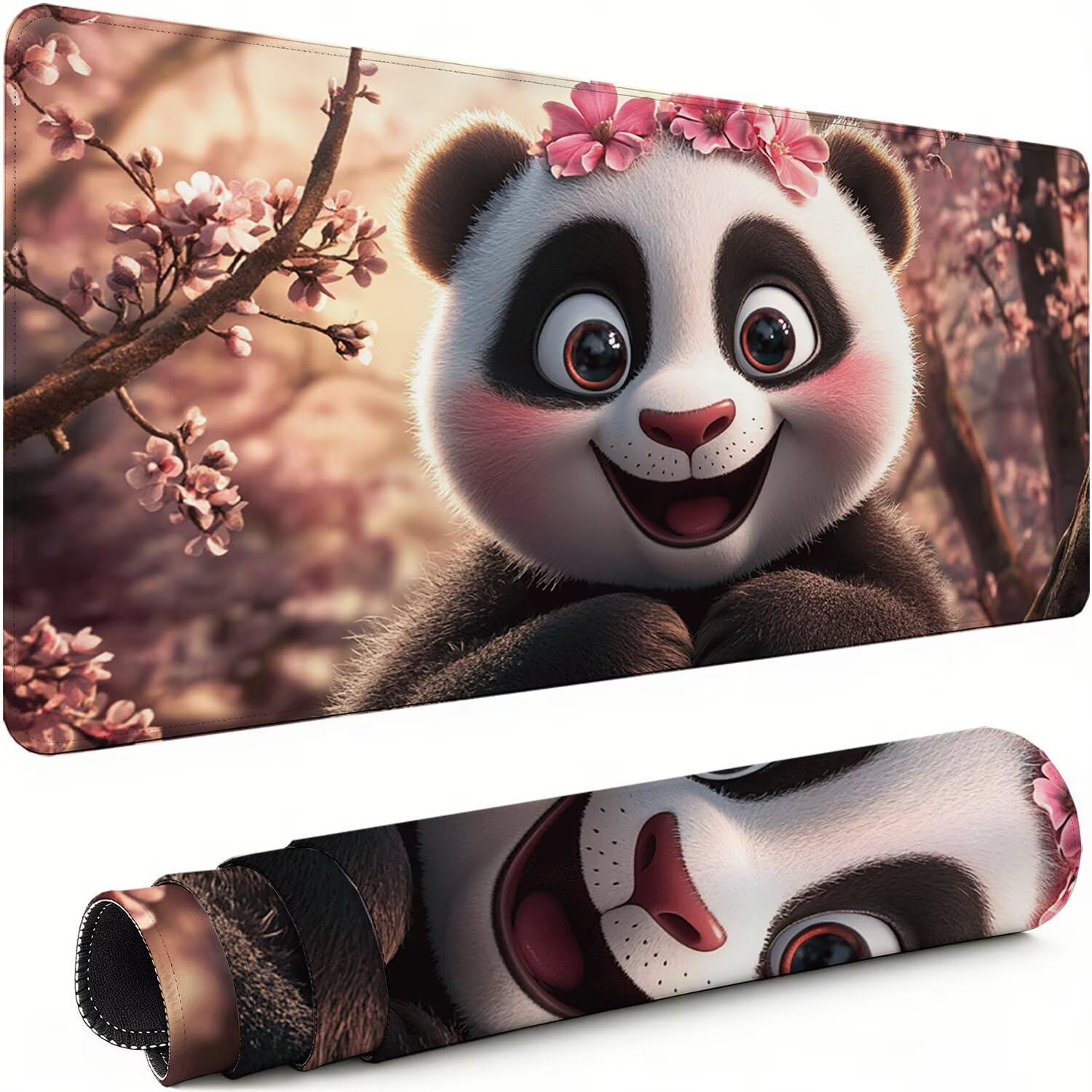 Gaming Mauspad XXL 1600x800x3mm Panda Mousepad, Große Speed rutschfeste Schreibtischunterlage Karikatur Verbessert Präzision und Geschwindigkeit mit Stoßdämpfung für Tastatur Maus Homeoffice xg-455