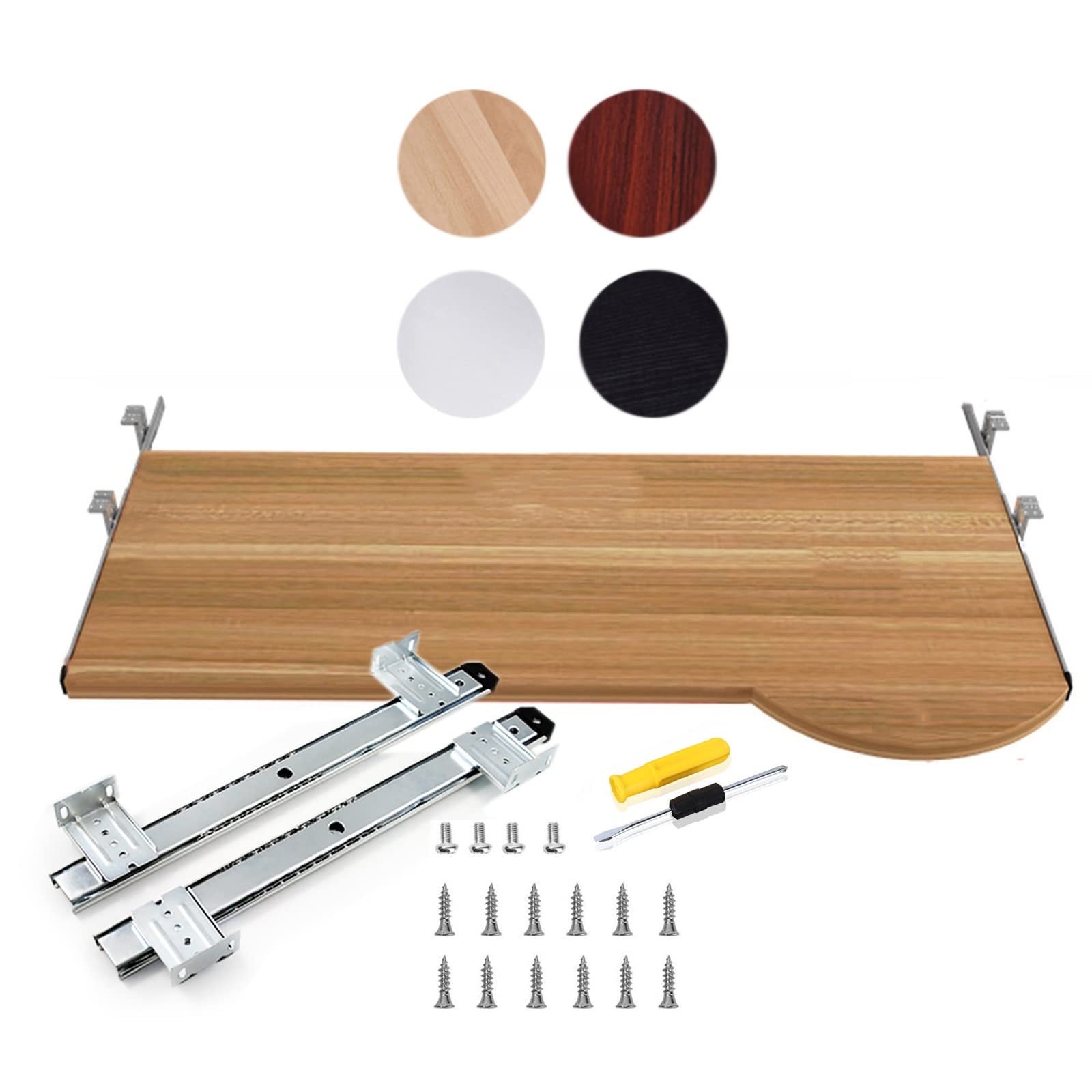 Verstellbare Tastaturablage, ausziehbar, 60/70 x 26 cm, kompatibel mit Computertastaturen und Mäusen, perfekt für Home Office & Gaming Setup (Teak-Finish, 70 x 26 cm)