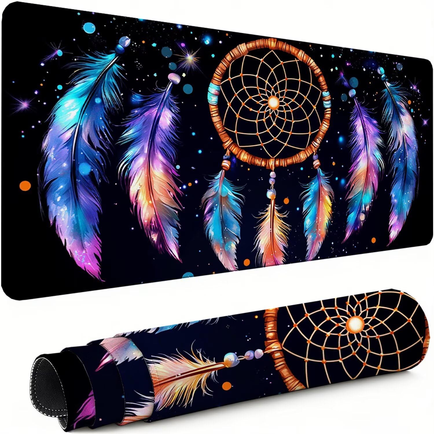 Gaming Mauspad XXL 1600x800x3mm Schwarz Mousepad, Große Speed rutschfeste Schreibtischunterlage Traumfänger Verbessert Präzision und Geschwindigkeit mit Stoßdämpfung für Tastatur und Maus xg-461