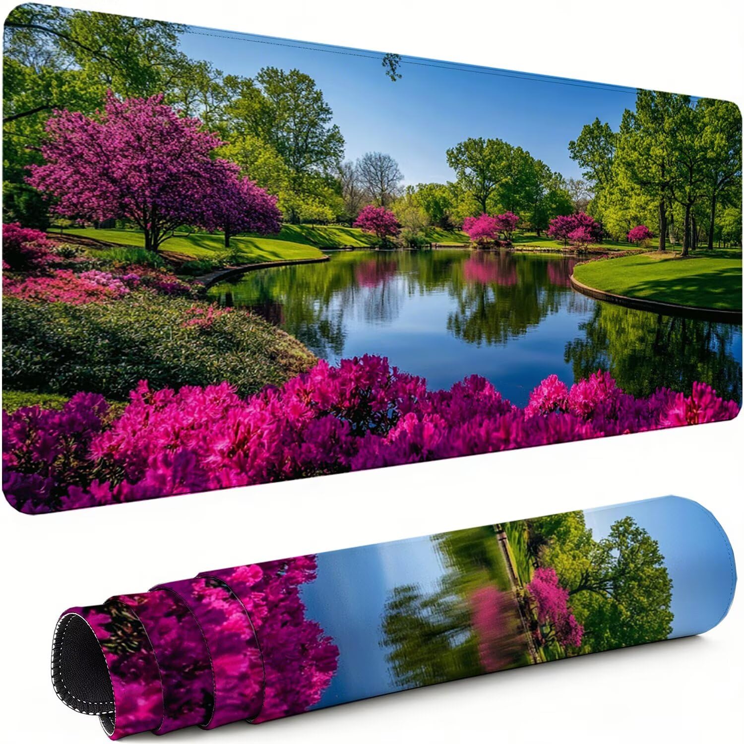 Gaming Mauspad XXL 1600x800x3mm Landschaft Mousepad, Große Speed rutschfeste Schreibtischunterlage Kleiner Fluss Verbessert Präzision und Geschwindigkeit mit Stoßdämpfung für Tastatur und Maus xg-491