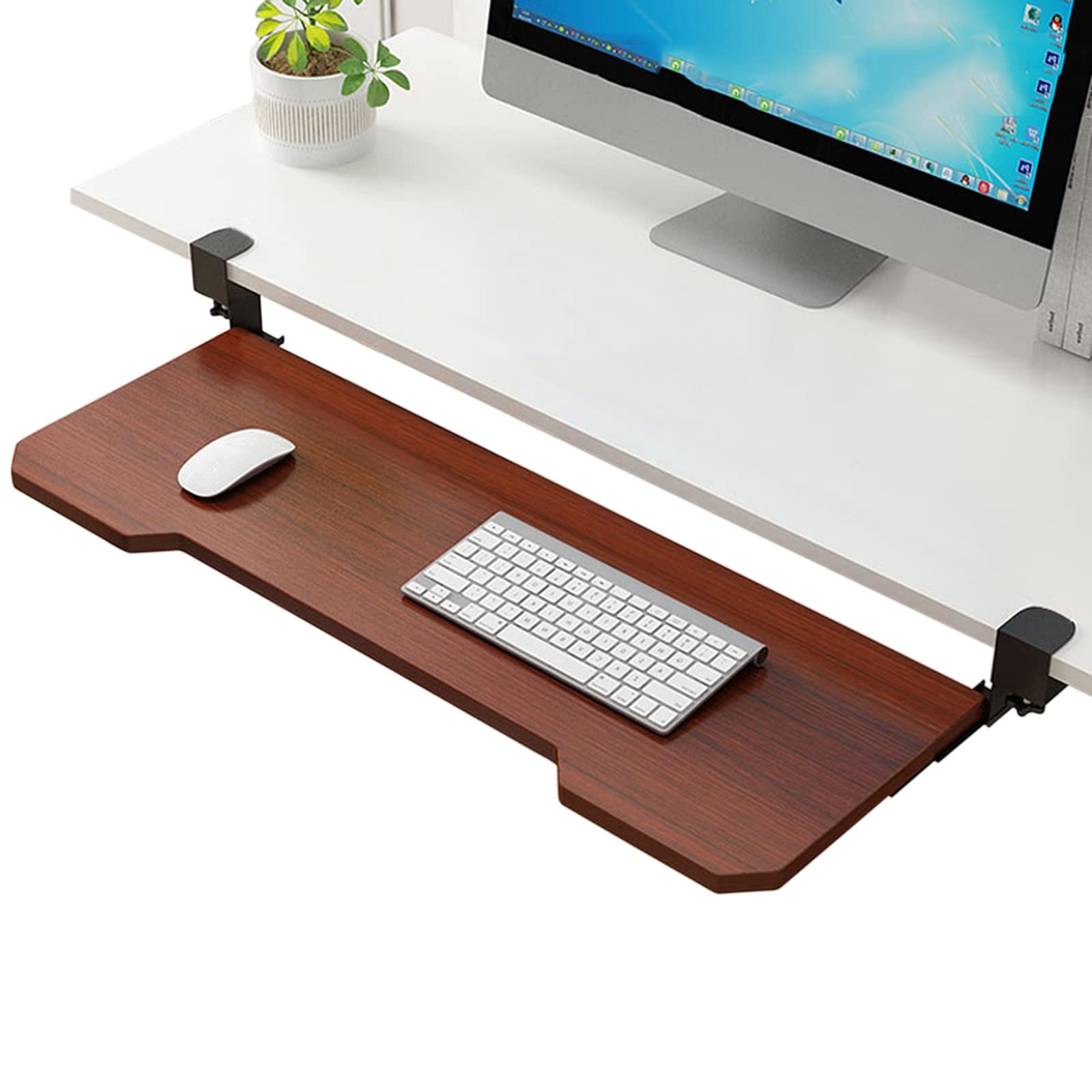 Verstellbare Tastatur- und Maus-Armlehne mit Schreibtischklemme - Ergonomische ausziehbare Ablage, 25 kg Tragkraft, einfache Installation, ideal für Home Office und Gaming Setup