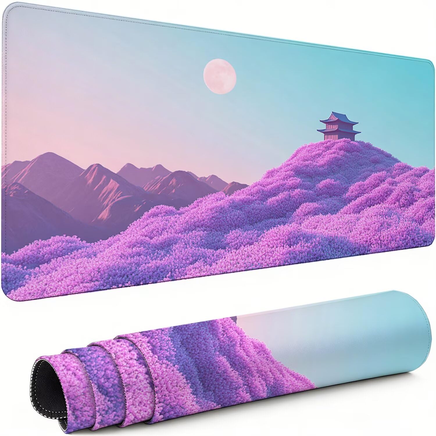 Gaming Mauspad XXL 1600x800x3mm Rosa Mousepad, Große Speed rutschfeste Schreibtischunterlage Berg Verbessert Präzision und Geschwindigkeit mit Stoßdämpfung für Tastatur und Maus Homeoffice xg-563