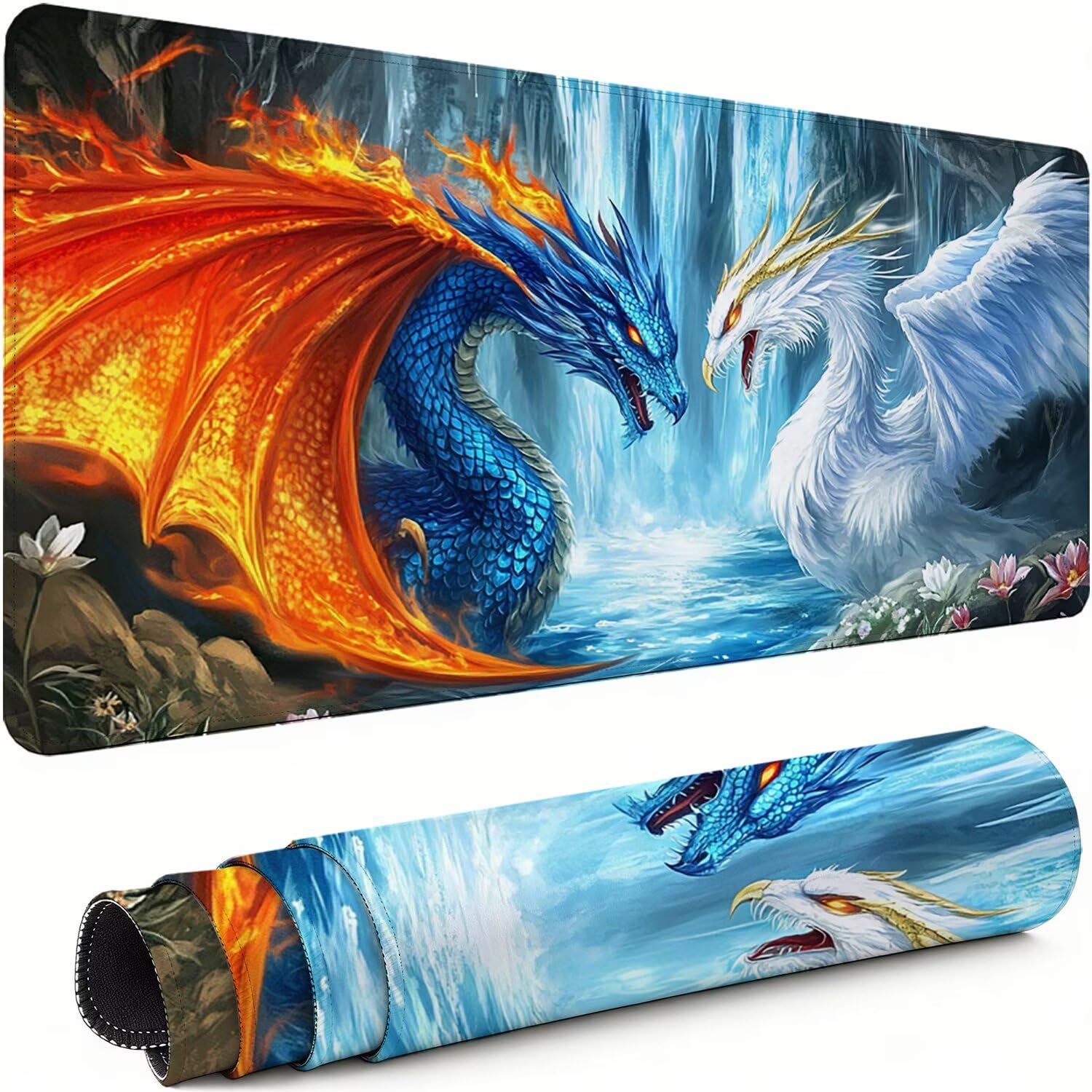 Gaming Mauspad XXL 1600x800x3mm Phönix Mousepad, Große Speed Rutschfeste Schreibtischunterlage Drachen Verbessert Präzision und Geschwindigkeit mit Stoßdämpfung für Tastatur und Maus Homeoffice xg-551