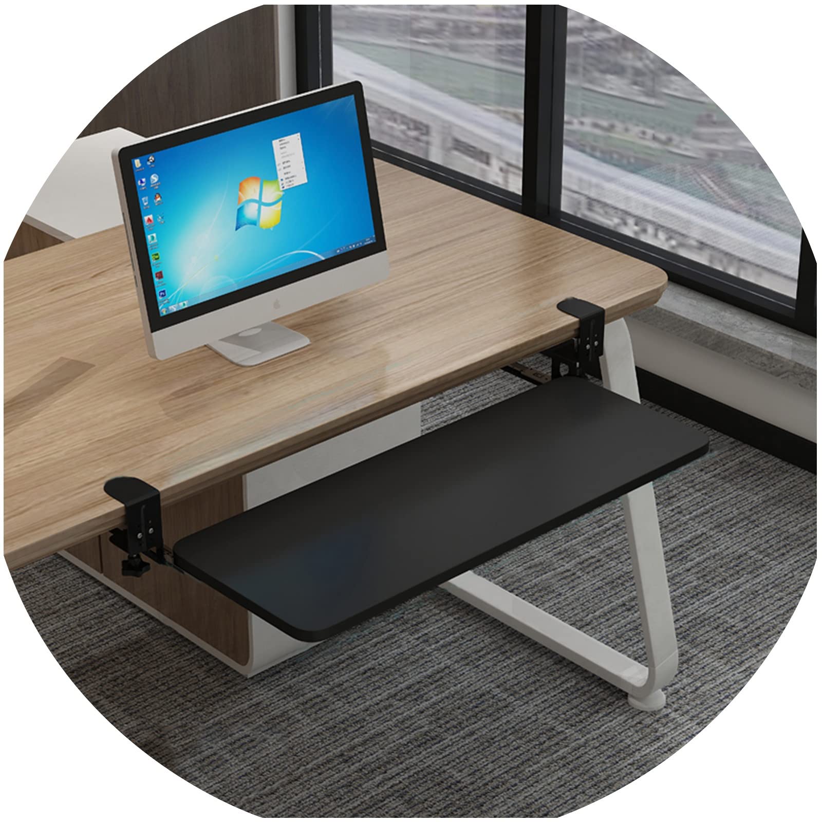Ergonomische Tastaturablage unter dem Schreibtisch mit verstellbarer Höhe – ausziehbare Tastatur und Maus-Plattform, Sichtschutz, perfekt für Home Office und Gaming Setup