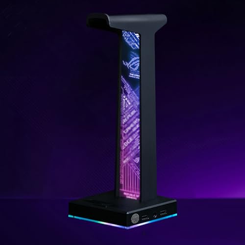Gaming-Kopfhörerständer mit RGB-Beleuchtung, 2 USB-Anschlüssen und 3,5-mm-Audio-Buchse, 10 Lichtmodi – Computerspielzubehör für alle Kopfhörer