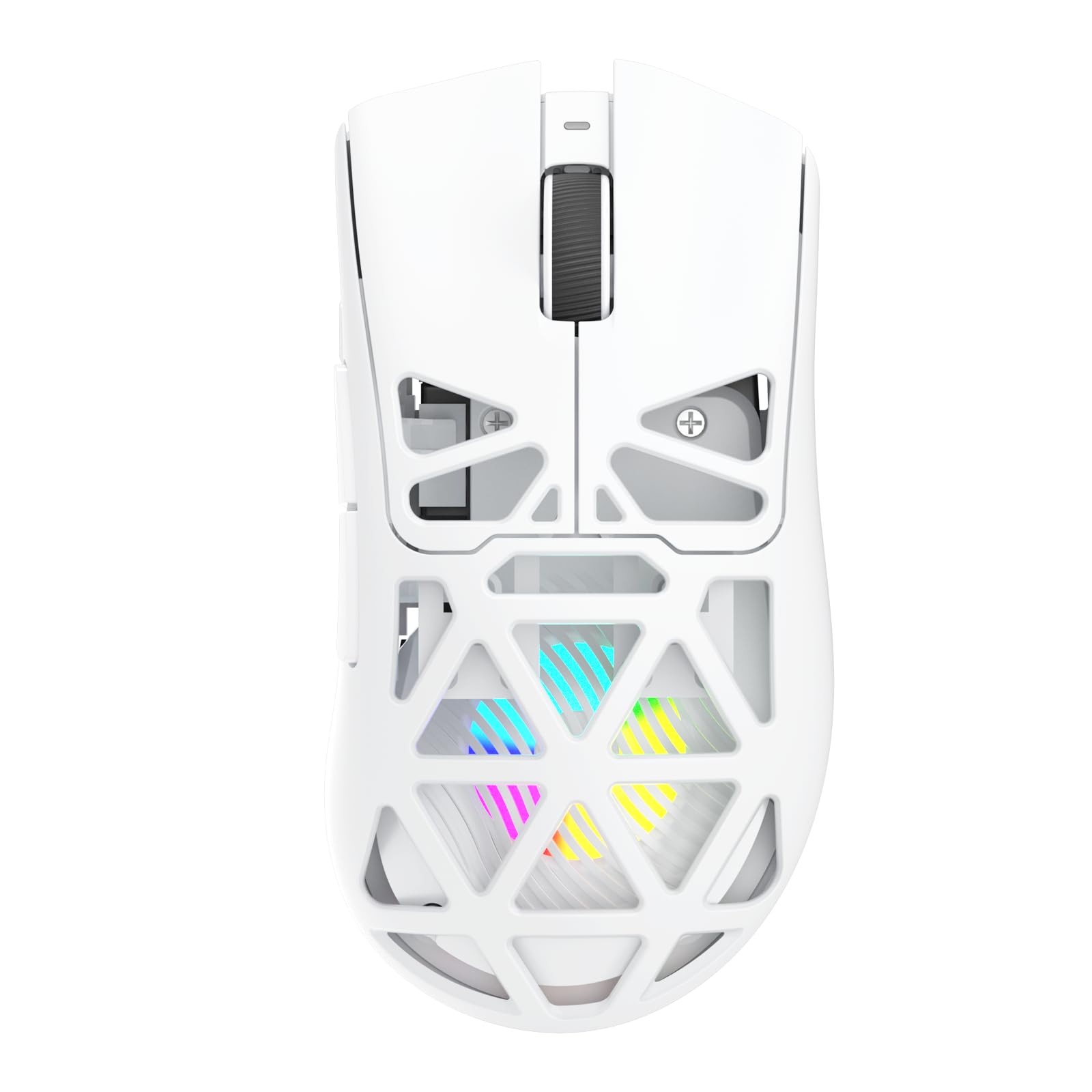 AULA SC620 Kabellose Gaming Maus,BT5.0/2.4G/USB-C,mit PixArt PAW3311-Sensor,12000DPI,8KHz,Feuertaste,7 Programmierbare Tasten,67g Leichtgewicht,400-mAh-Akku,RGB Gamer Maus für PC/Mac (Weiß)