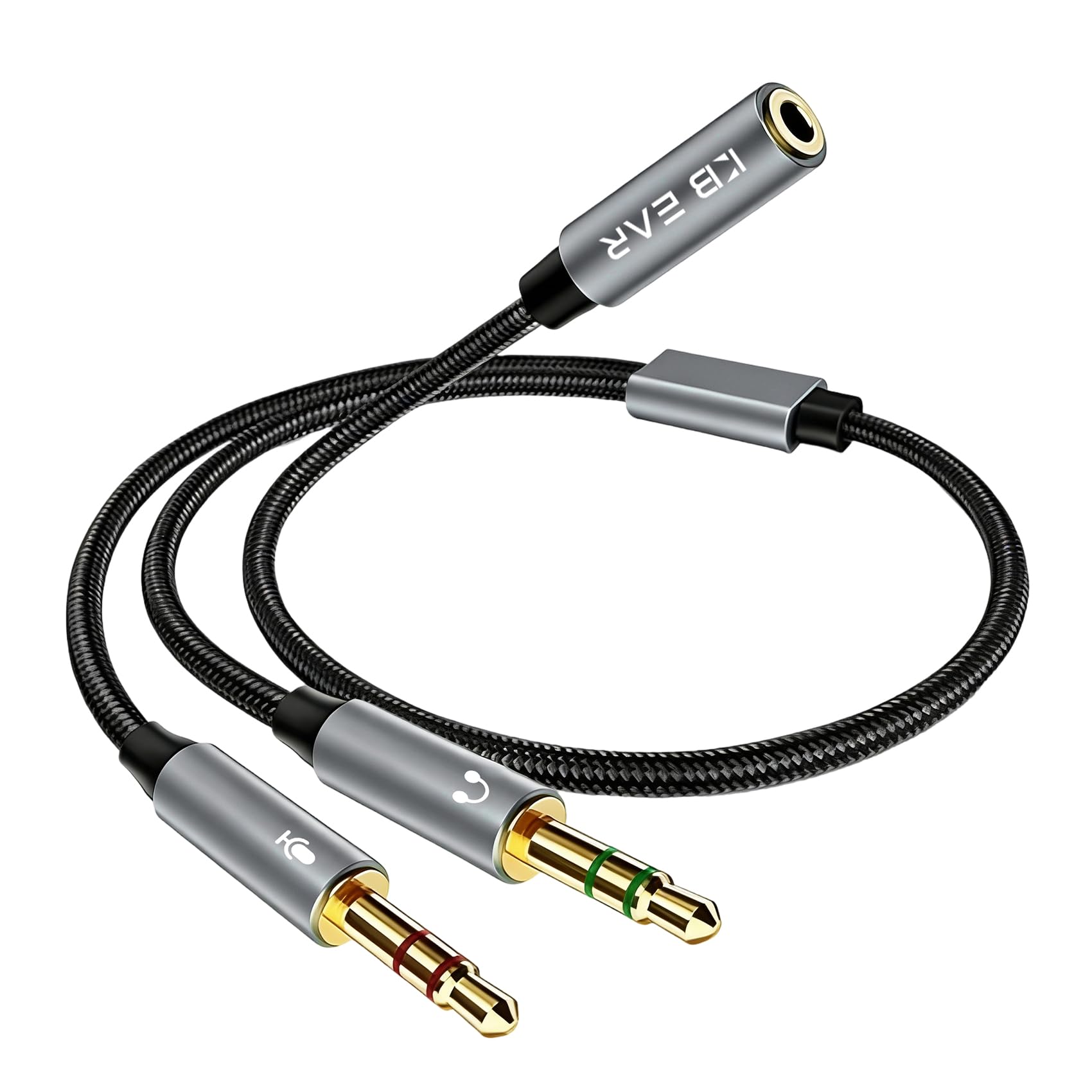 Yinyoo KBEAR KA01 Kopfhörer Splitter 3.5mm Klinkenbuchse auf Zwei 3.5mm Klinkenstecker Audio Mikrofon Adapter Kompatibel mit PC Gaming Headset/Ohrhörern/Lautsprechern/Laptop/PS5/PS4