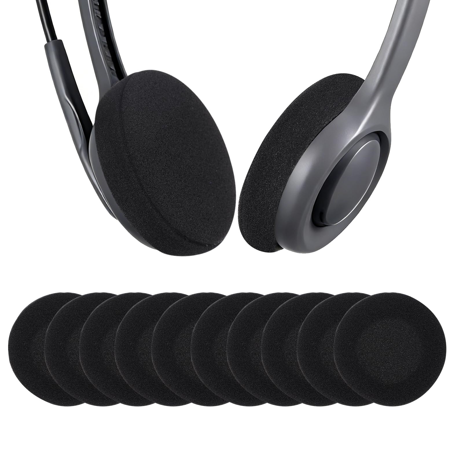 sourcing map Ersatz-Ohrpolster aus Schaumstoff (30 mm) – universelle, hochdichte, weiche Kopfhörer-Schwammabdeckungen für Musik/Gaming, passend für die meisten Telefone / Headsets in Standardgröße, 10