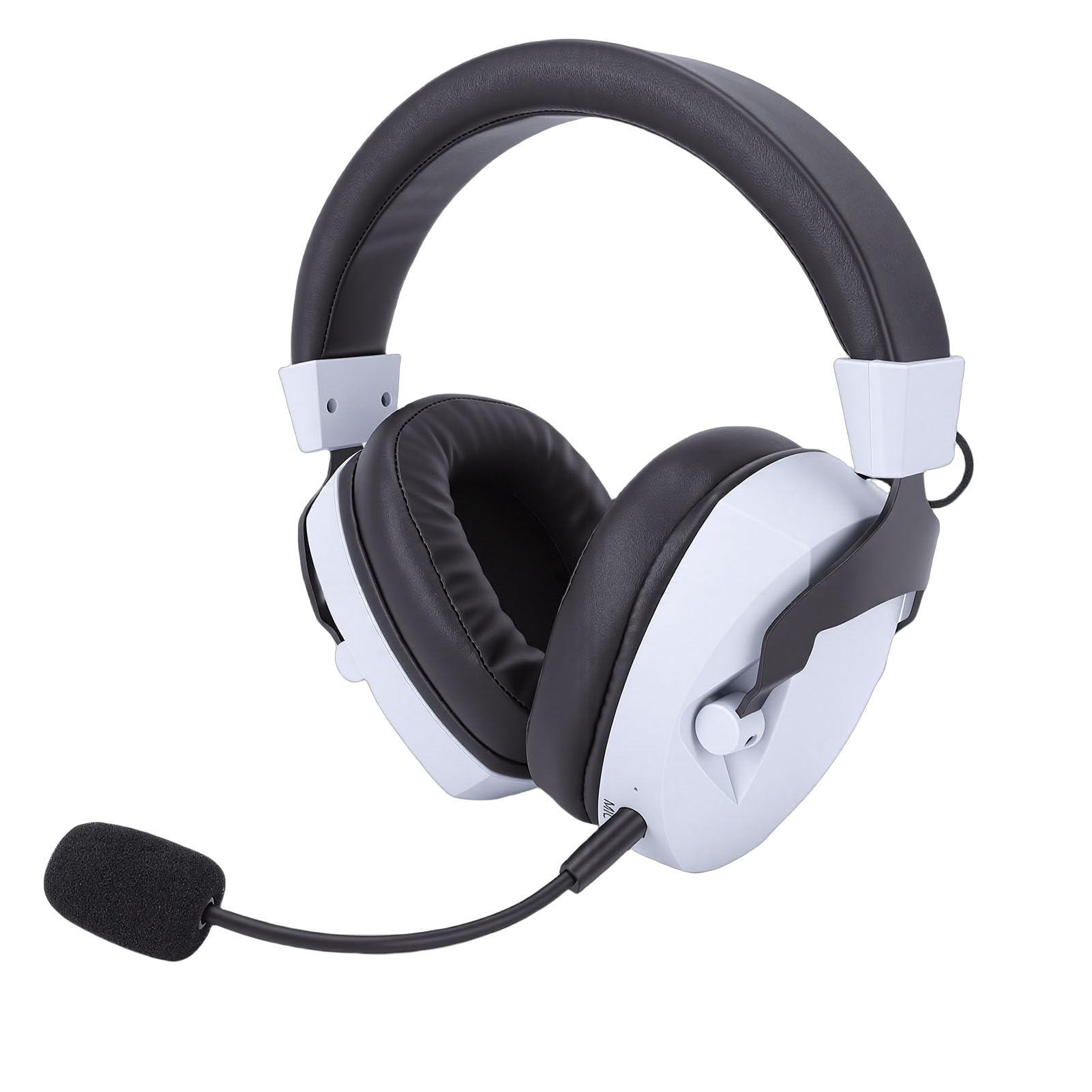 Gaming-Headset BT 5.4-Kopfhörer, 2,4 GHz Over-Ear-Wireless-Gaming-Headset mit Geräuschunterdrückung, RGB-Licht, Surround-Sound-Kopfhörer für Anrufe Reisen Fitnessstudio (Schwarz und weiß)