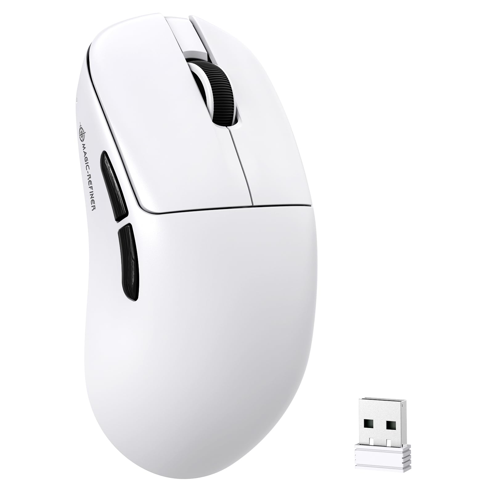 ZIYOU LANG×MAGIC-REFINER AJ199 Kabellose Gaming Maus Leicht, 49g Tri-Modus 2.4G/BT/Kabel, PixArt PAW3311, 24000 DPI, 1000Hz, 600mAh Wiederaufladbare Gamer Maus für PC/Mac/Laptop - Weiß